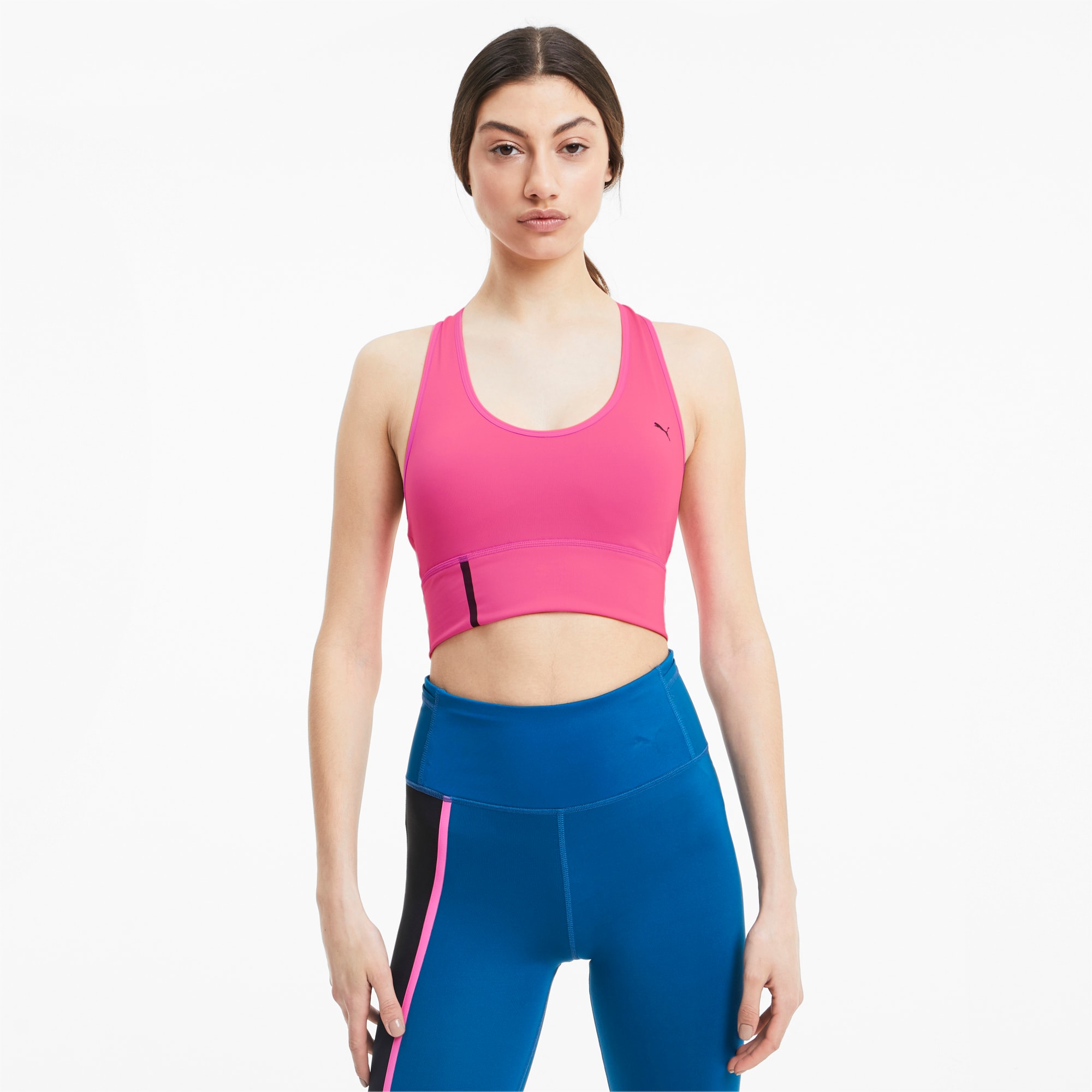 PUMA Soutien-gorge Mid Impact Long Line pour Femme, Rose, Taille XL, Vêtements