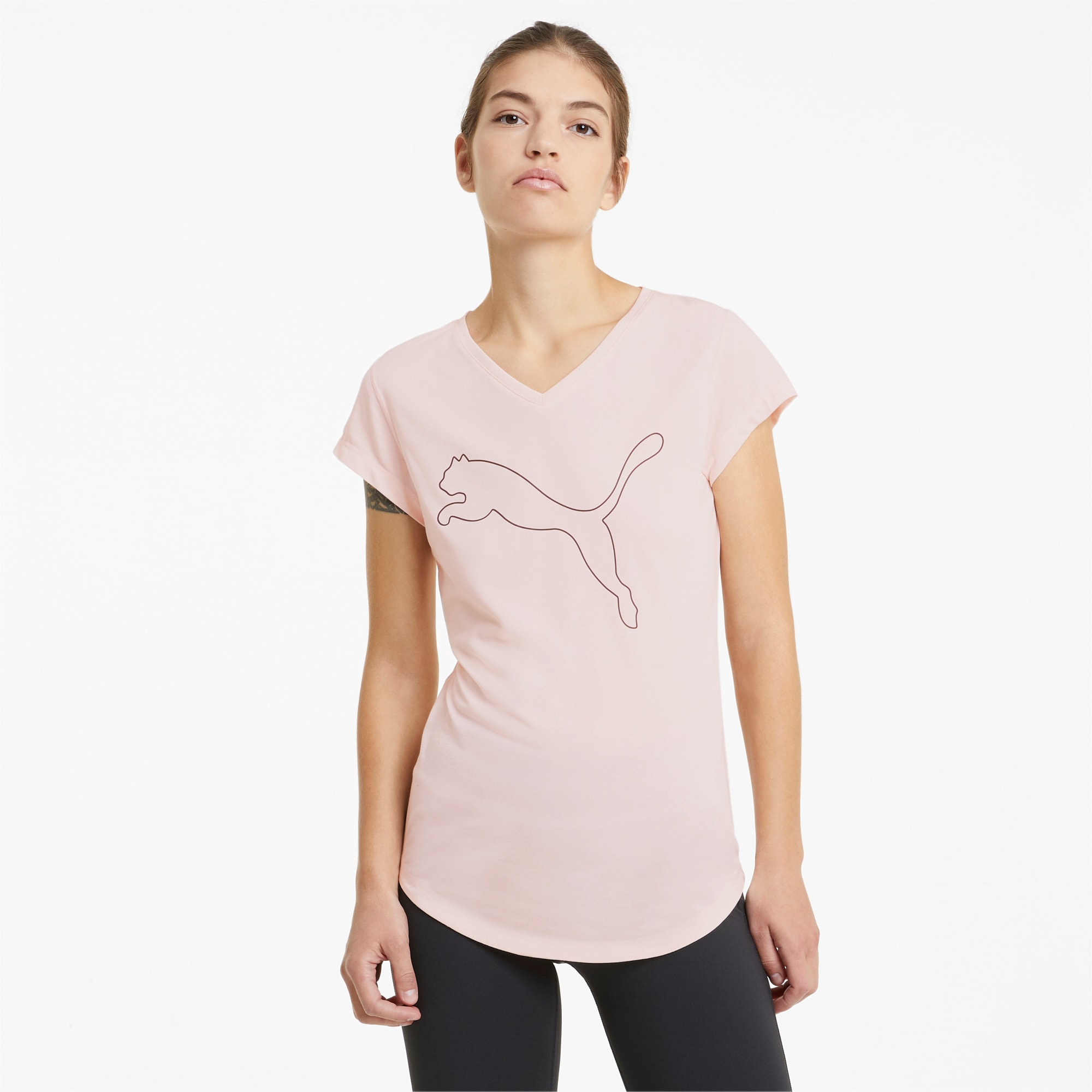 PUMA T-Shirt de sport Favourite Heather Cat femme, Rose/Bruyère, Taille M, Vêtements