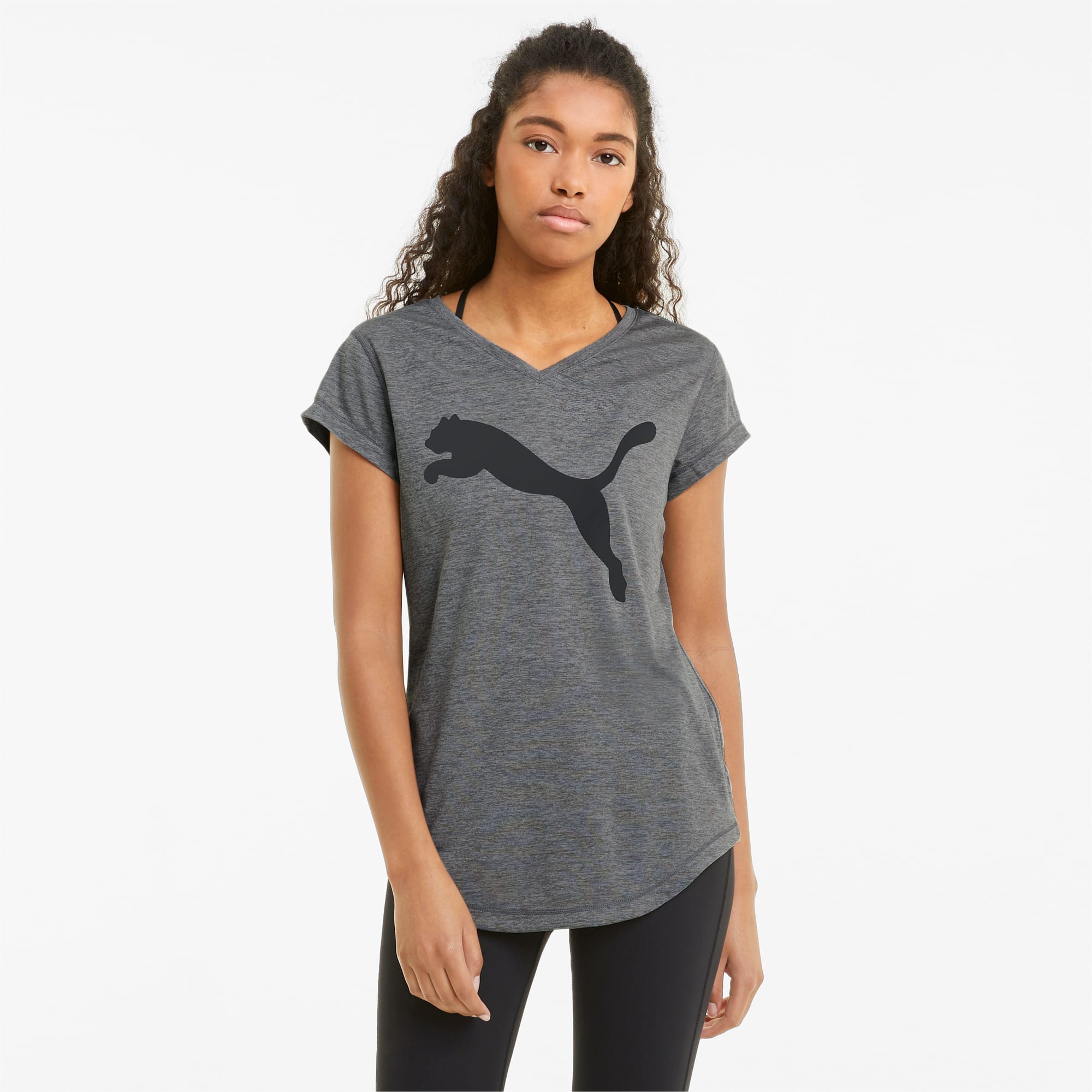 PUMA T-Shirt de sport Favourite Heather Cat femme/Bruyère/Logo Chat, Taille M, Vêtements
