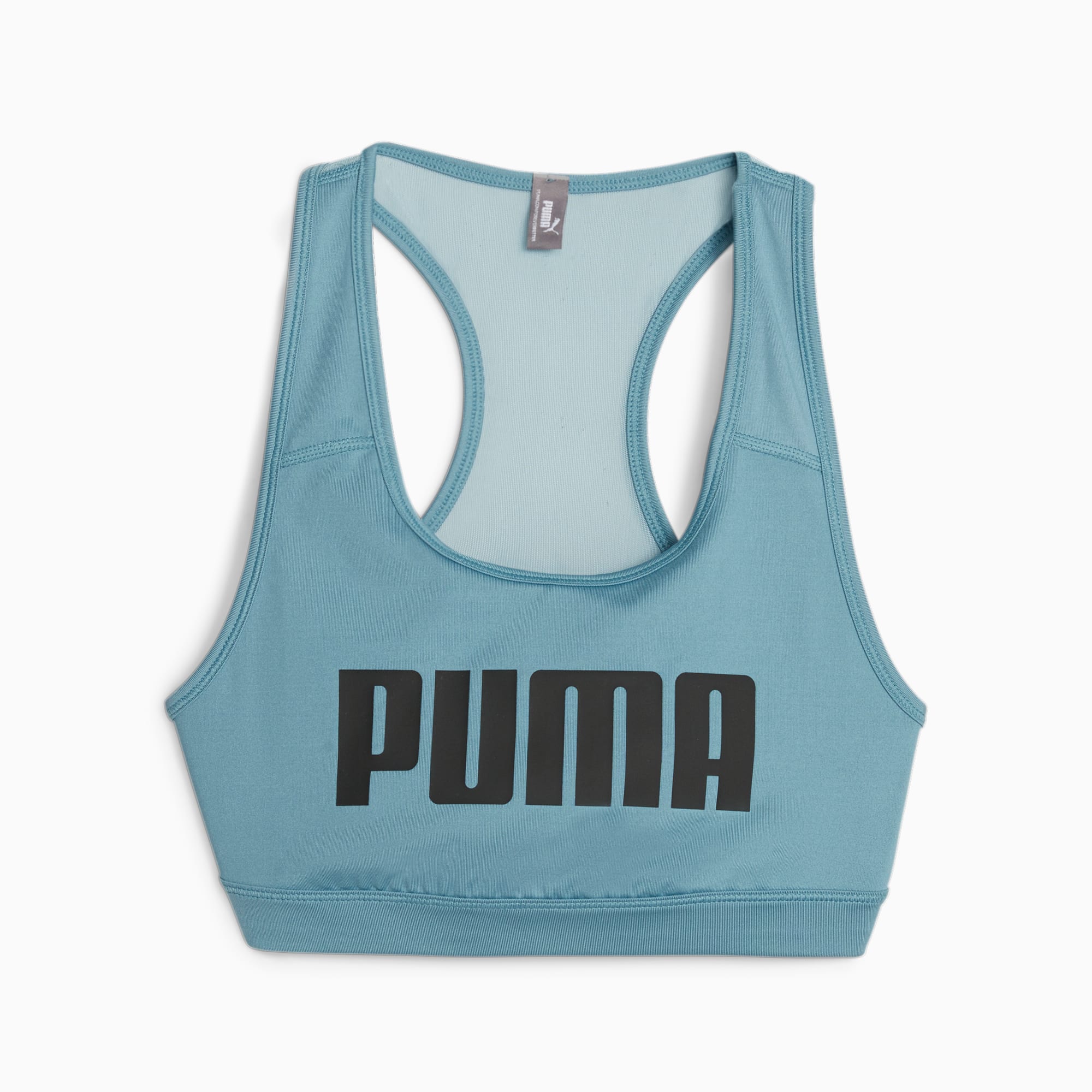 PUMA Mid Support 4Keeps Sport-BH Damen, Blau, Größe: L, Kleidung