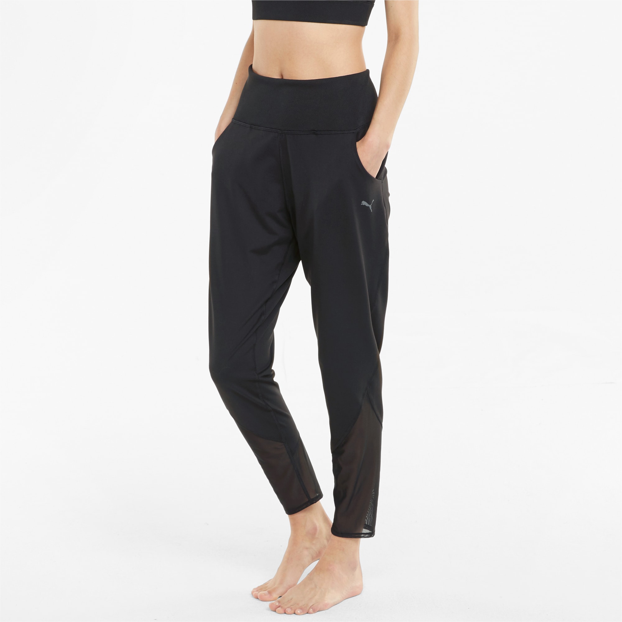 STUDIO Yogini slim fit trainingsbroek dames, Zwart, Maat L | PUMA