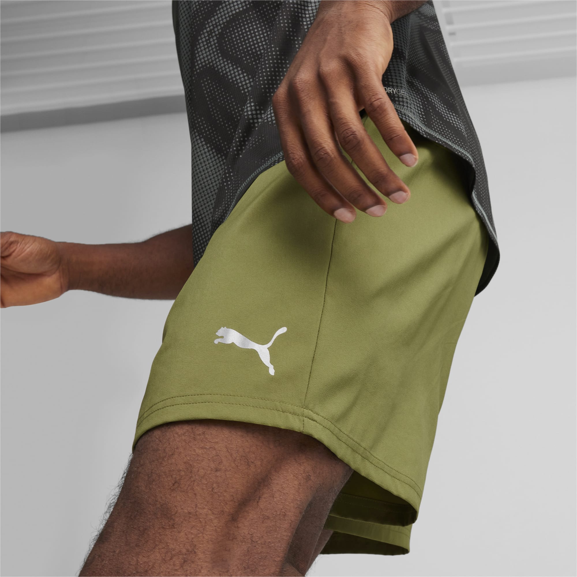 PUMA Favourite 2-in-1 Men's Running Shorts, Olive Green, Size M, Clothing