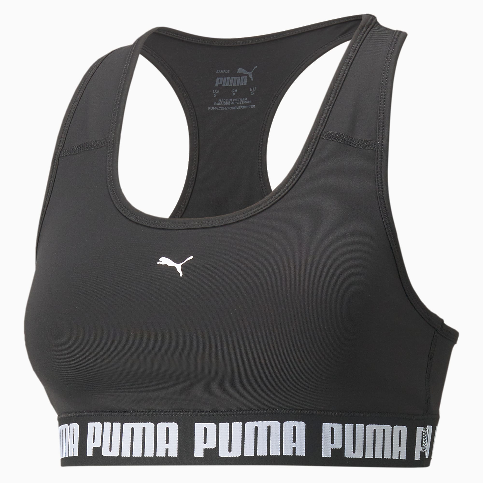 Women's PUMA Strong Mid-Impact Training Bra, Black, Size XS, Clothing