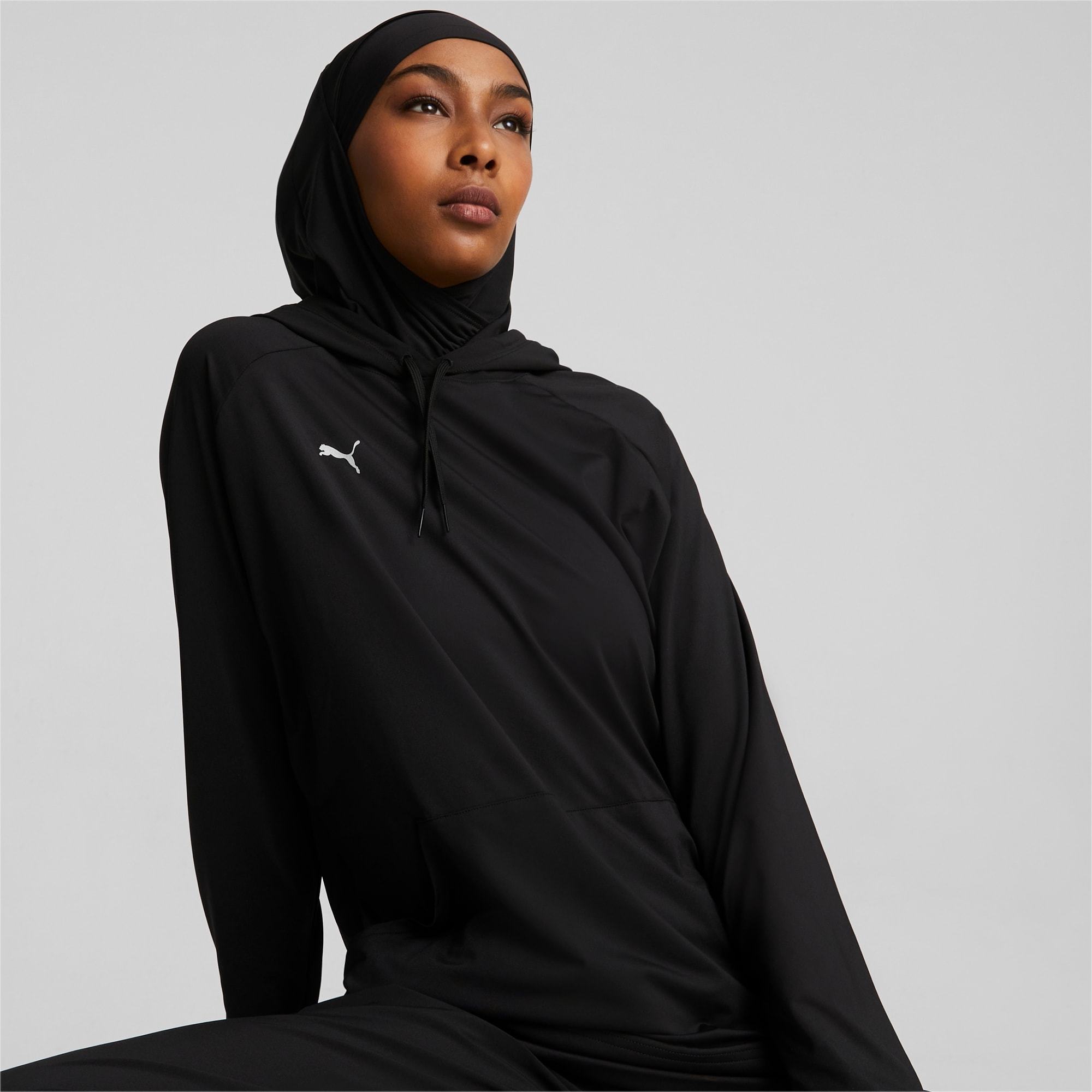 PUMA Modest Activewear Trainingshoodie Voor Dames, Zwart