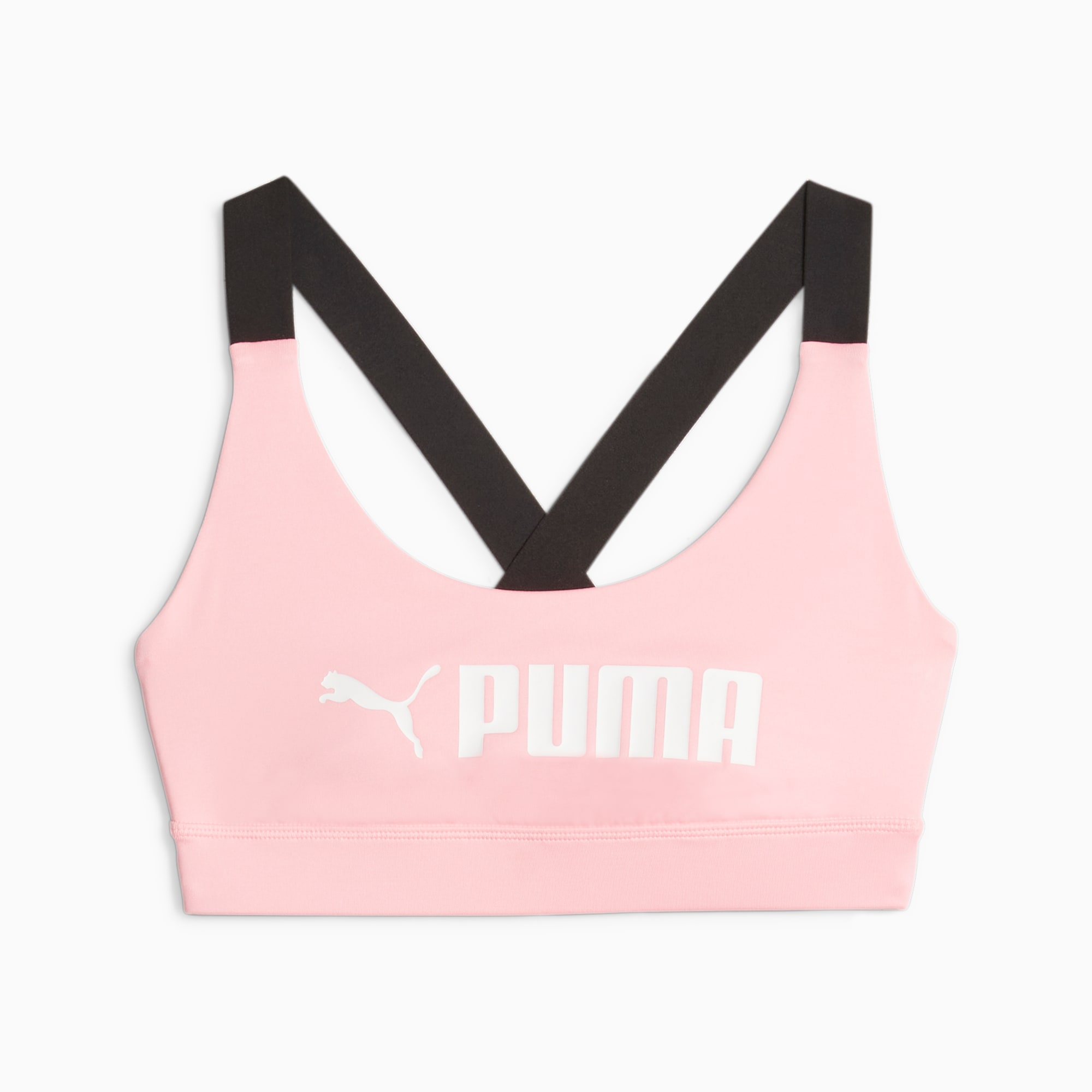 PUMA Fit Mid Support Trainings-BH Damen, Weiß, Größe: XS, Kleidung