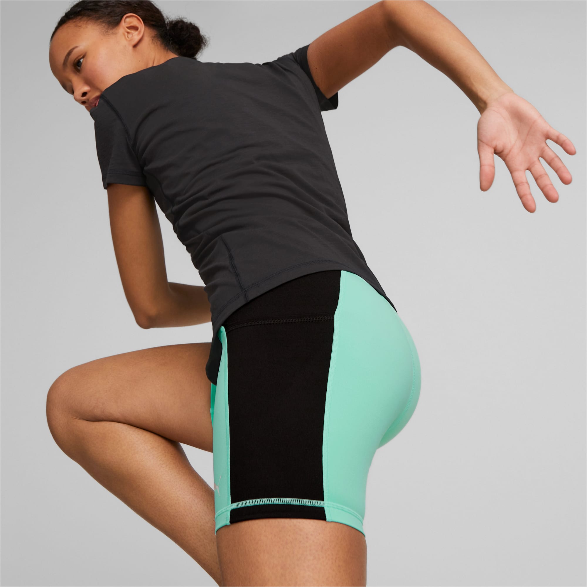 Shorts Da Training Aderenti PUMA Fit 5” Da Donna, Verde/Nero/Altro