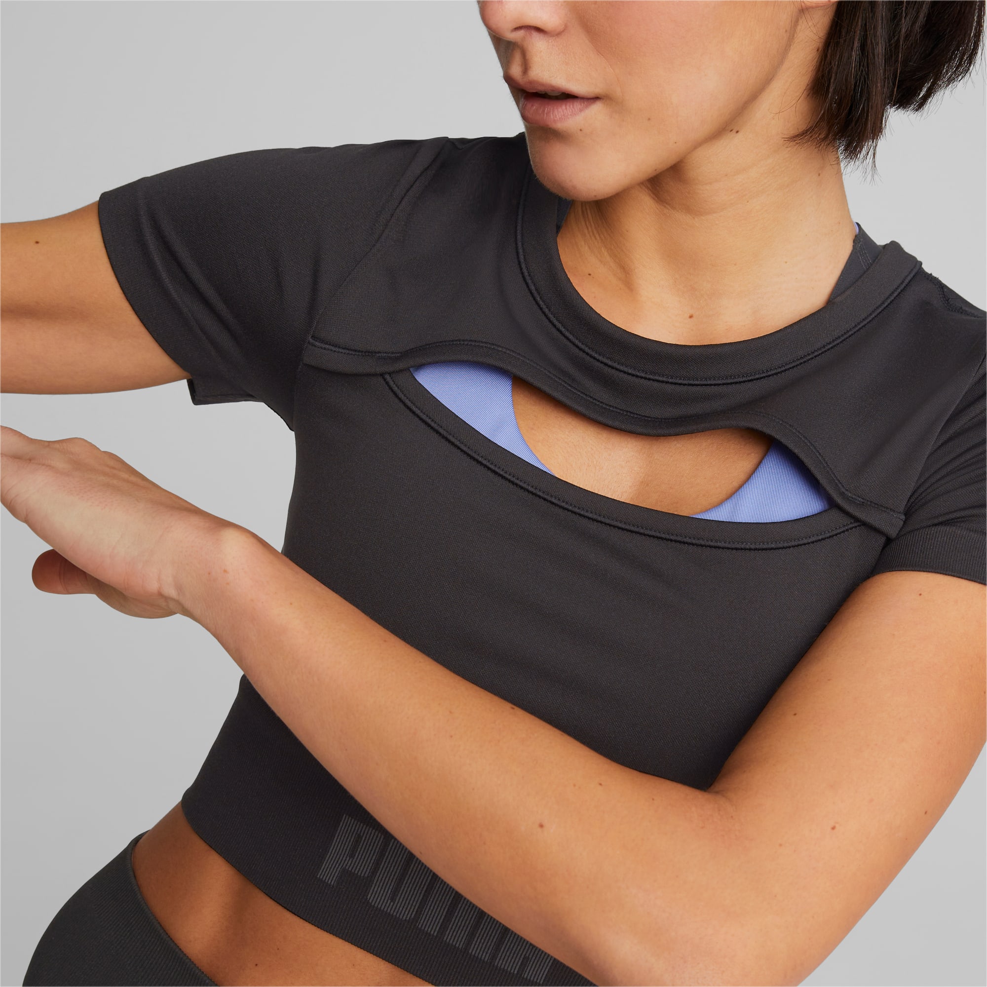 PUMA Formknit Seamless Baby Trainings-T-Shirt Damen, Schwarz/Grau, Größe: S, Kleidung
