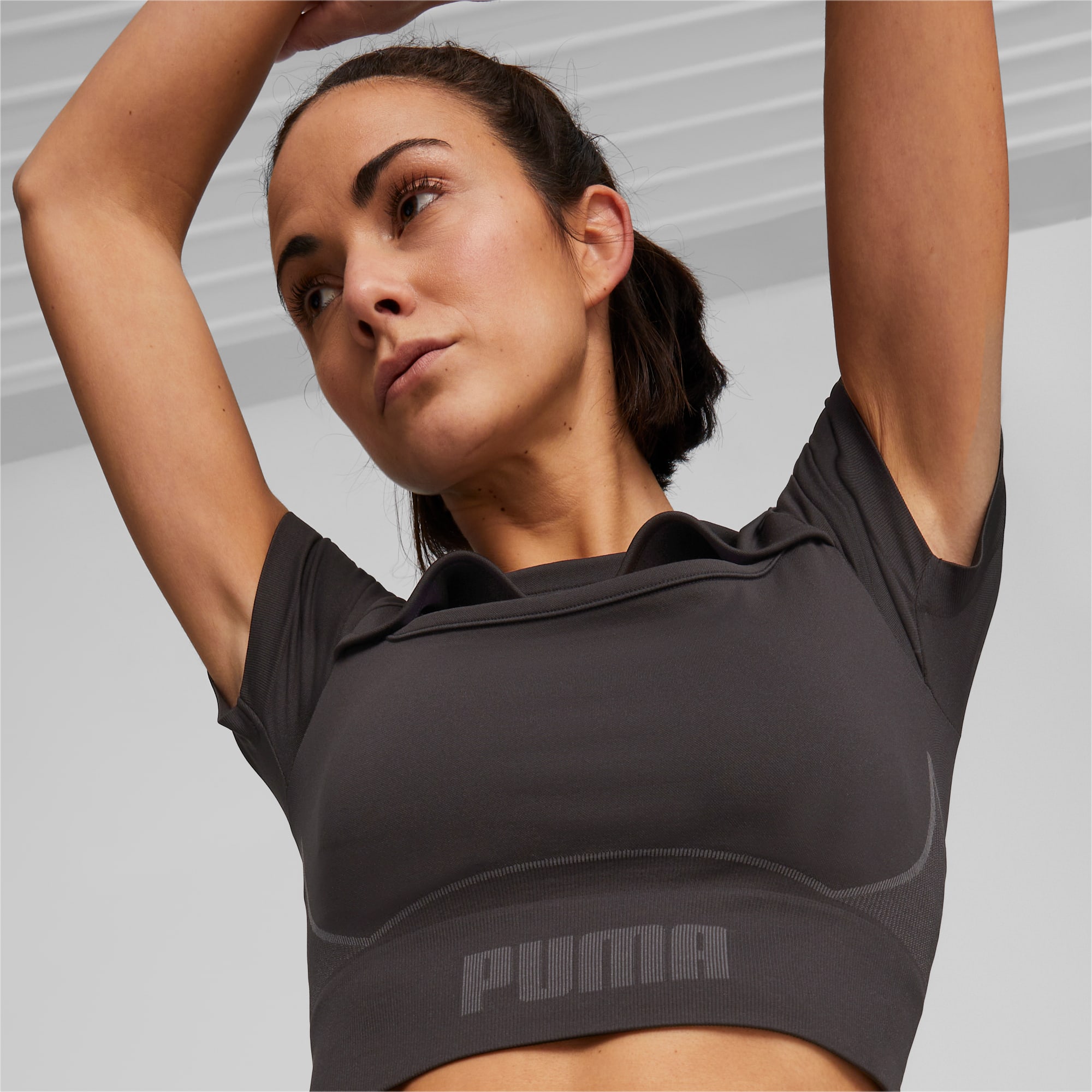 PUMA Formknit Seamless Baby Trainings-T-Shirt Damen, Schwarz/Grau, Größe: XS, Kleidung