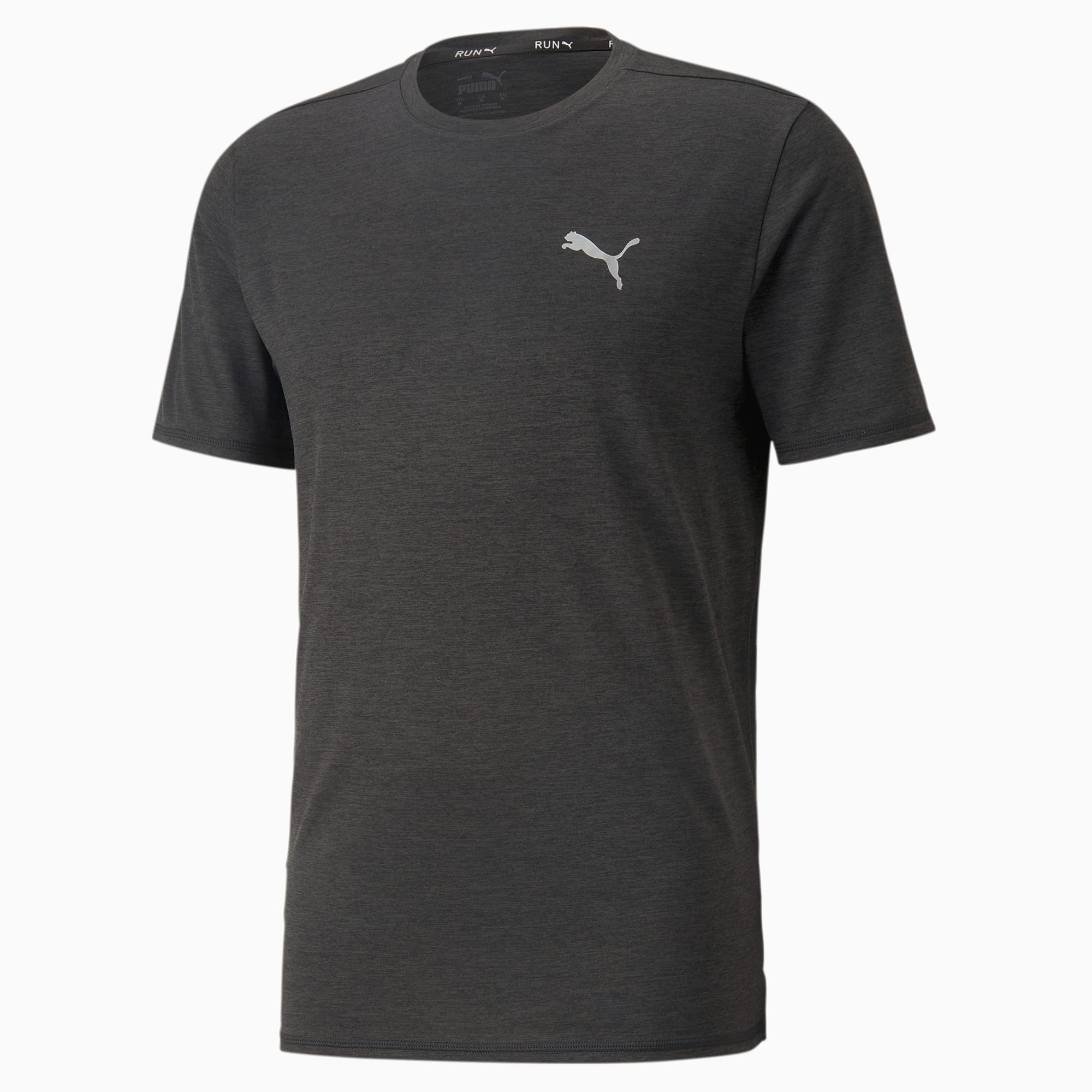 PUMA Camiseta De Running Jaspeada Run Favourite Para Hombre, Gris/Negro