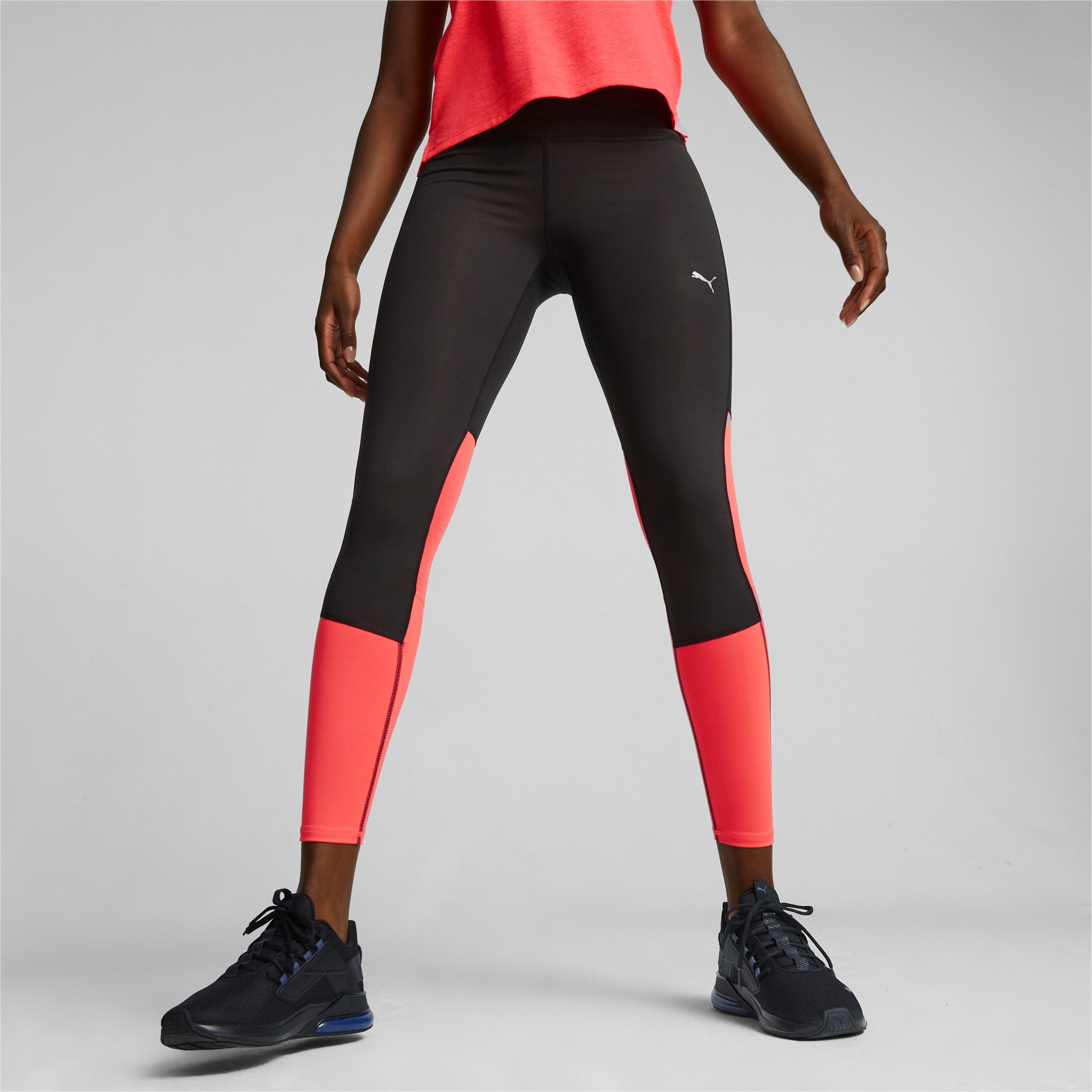 PUMA Run Favourite Regular Rise Long Running Leggings Women, Black/Fire Orchid, Size XS, Clothing
