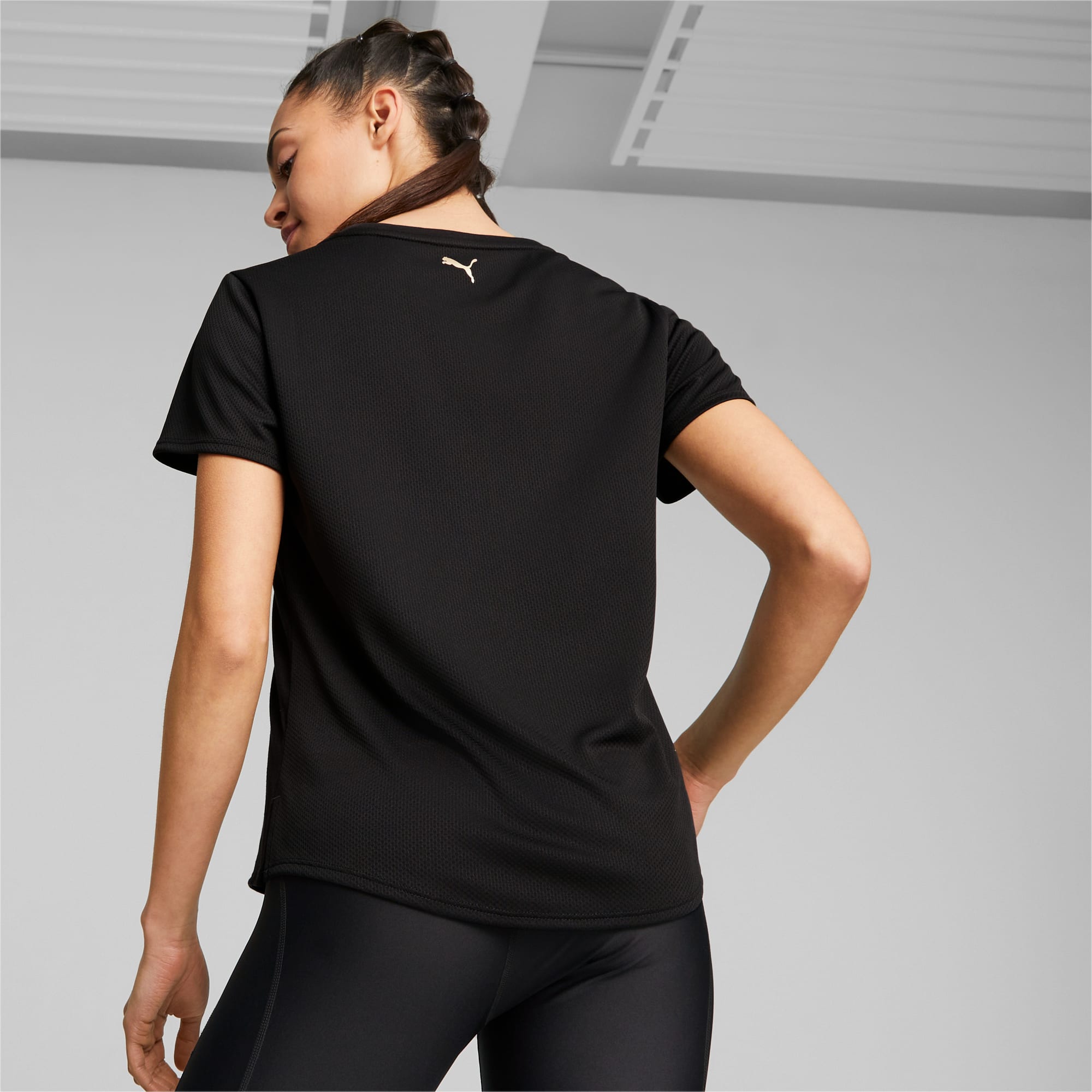 PUMA FIT Ultrabreathe Trainings-T-Shirt Damen, Schwarz/Gold, Größe: S, Kleidung