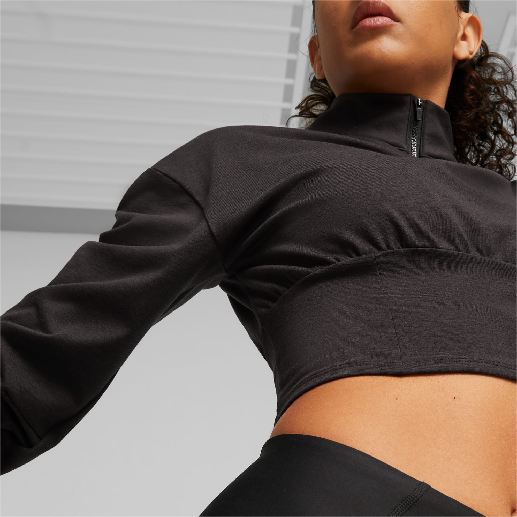 PUMA CLOUDSPUN Fashion Training Sweatshirt Met Halve Rits Voor Dames, Zwart