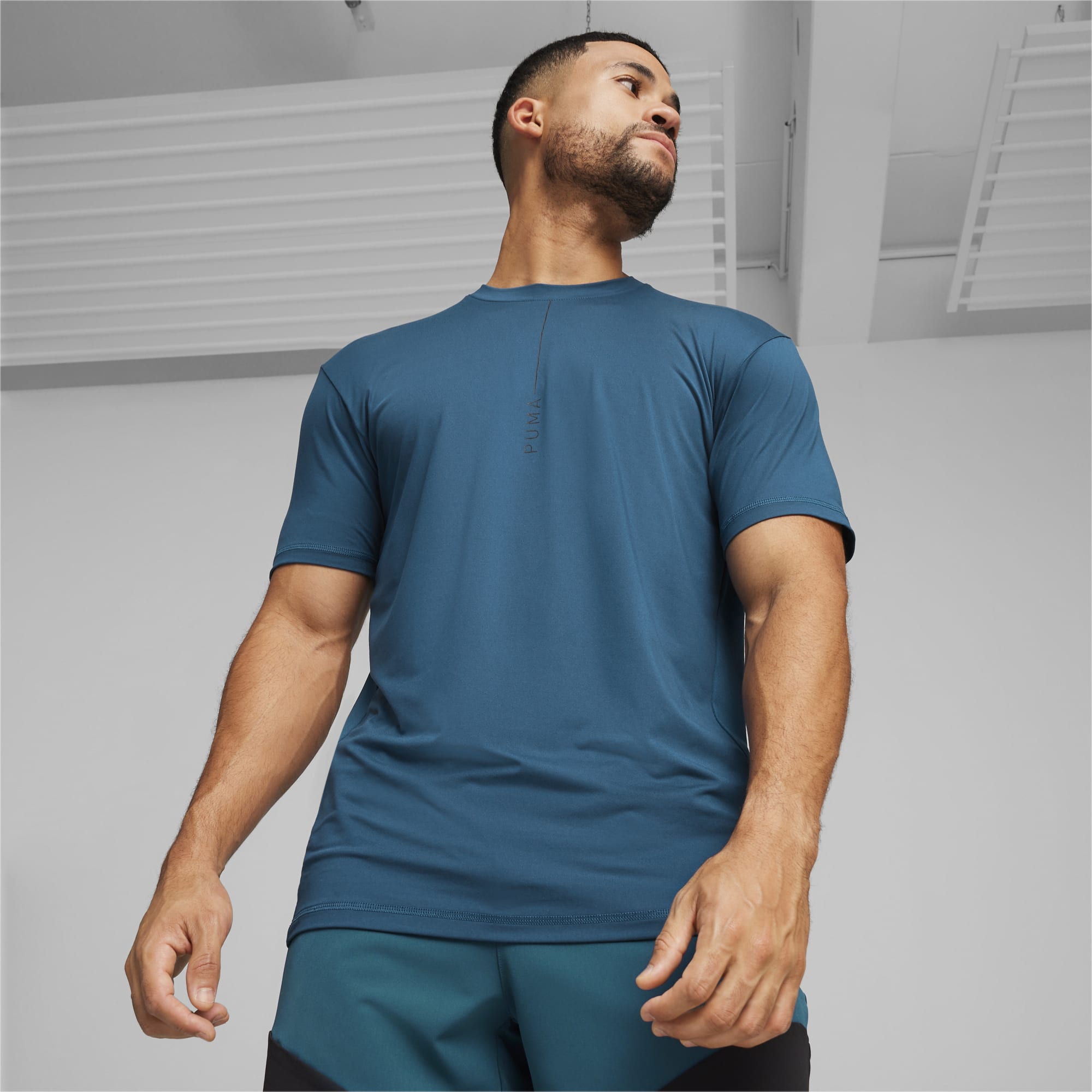 PUMA Yogini Lite Mesh-T-Shirt Herren, Blau, Größe: XS, Kleidung