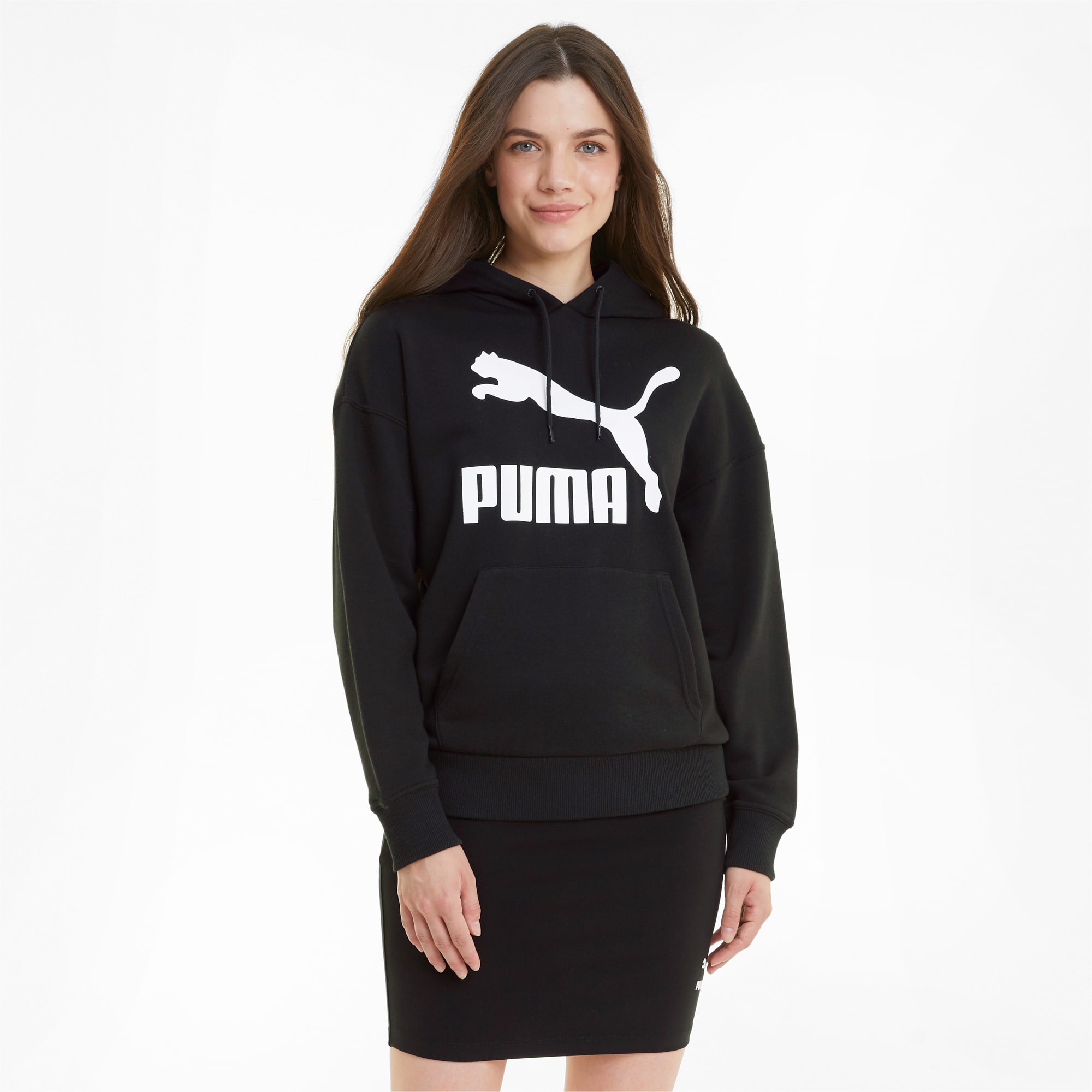 PUMA Classics Logo Women's Hoodie, Black, Size XXL, Clothing
