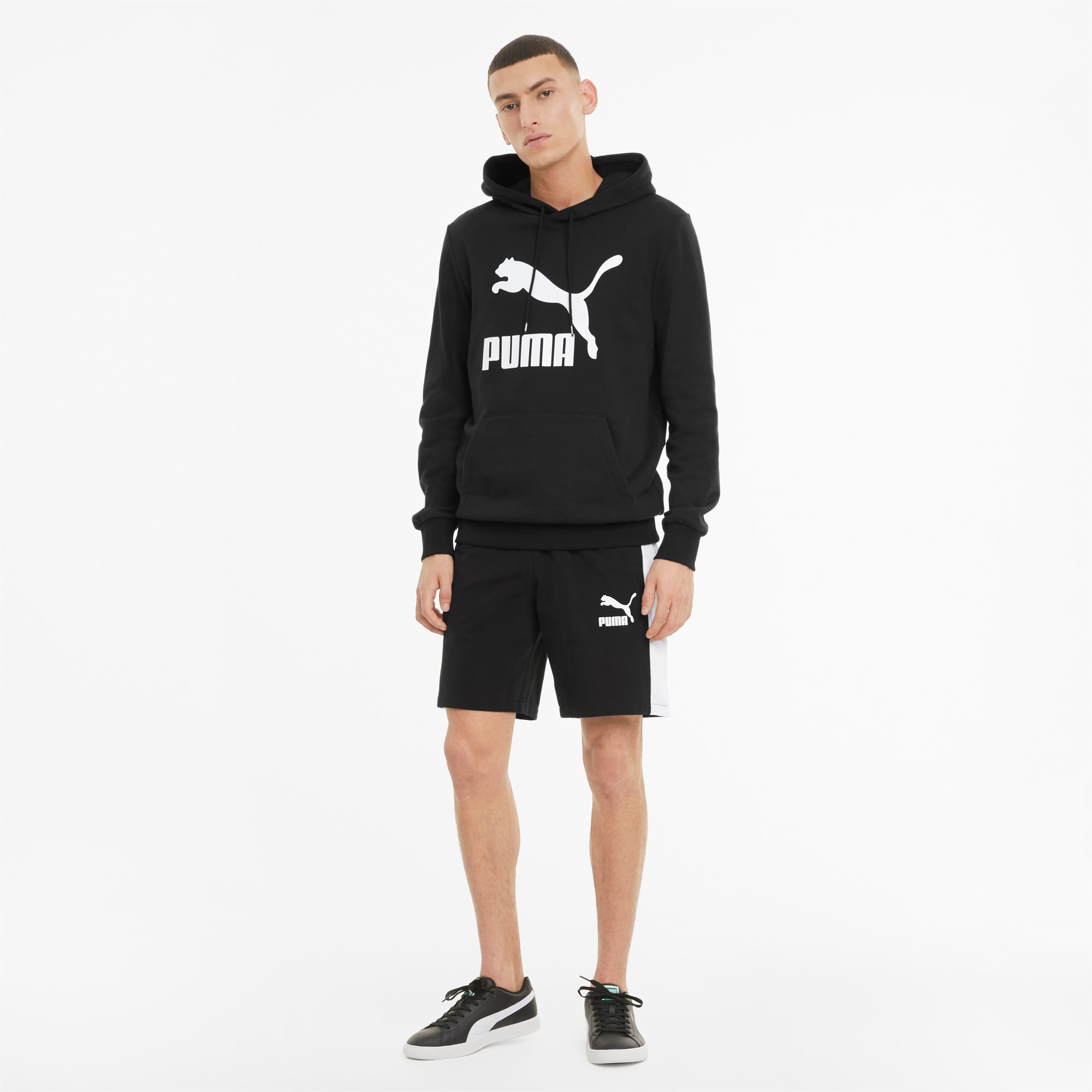PUMA Classics Men's Logo Hoodie, Black, Size XS, Clothing