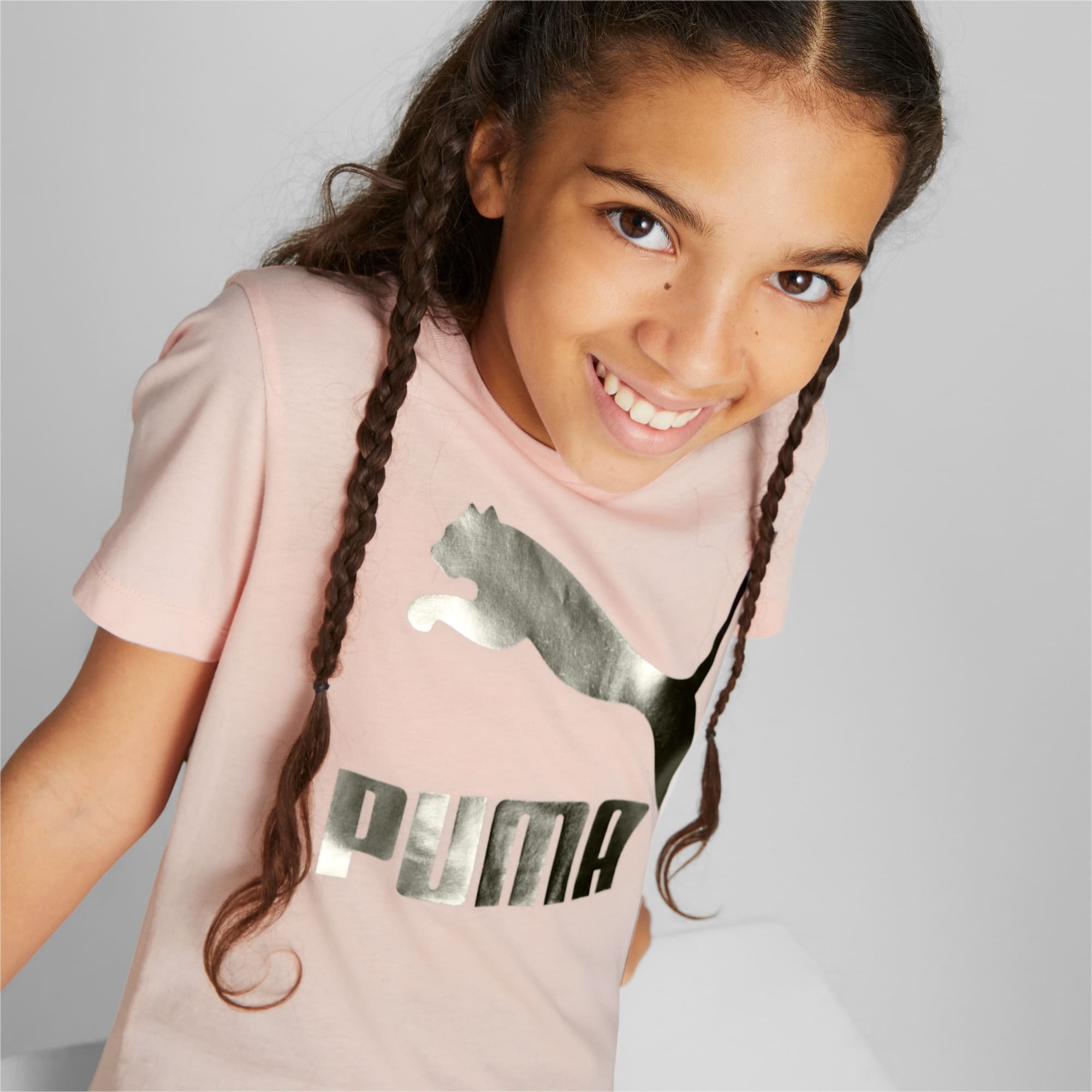 PUMA Classics Logo Youth T-Shirt, Rose Dust