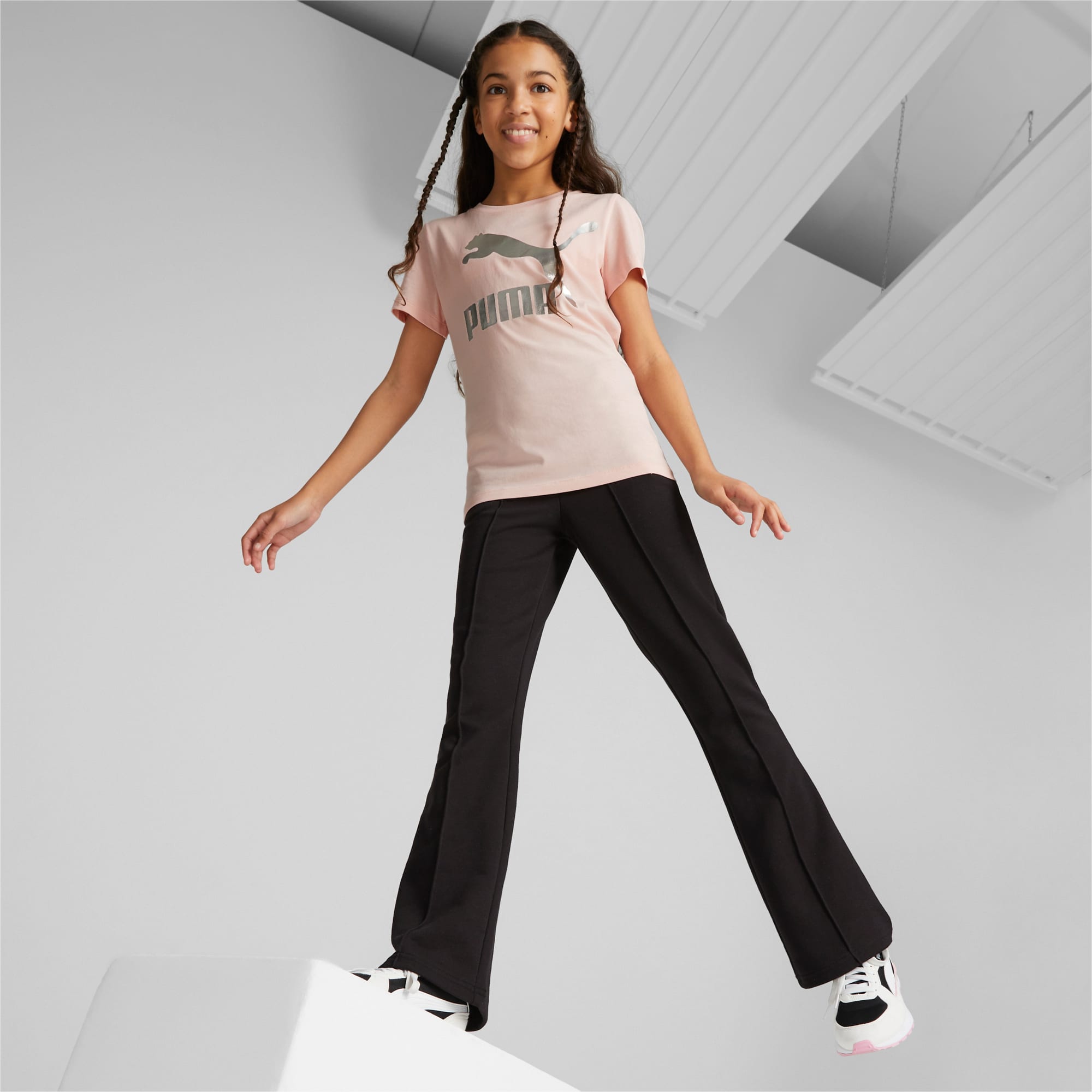 PUMA Classics Logo Jugend T-Shirt Für Kinder, Rosa, Größe: 116, Kleidung