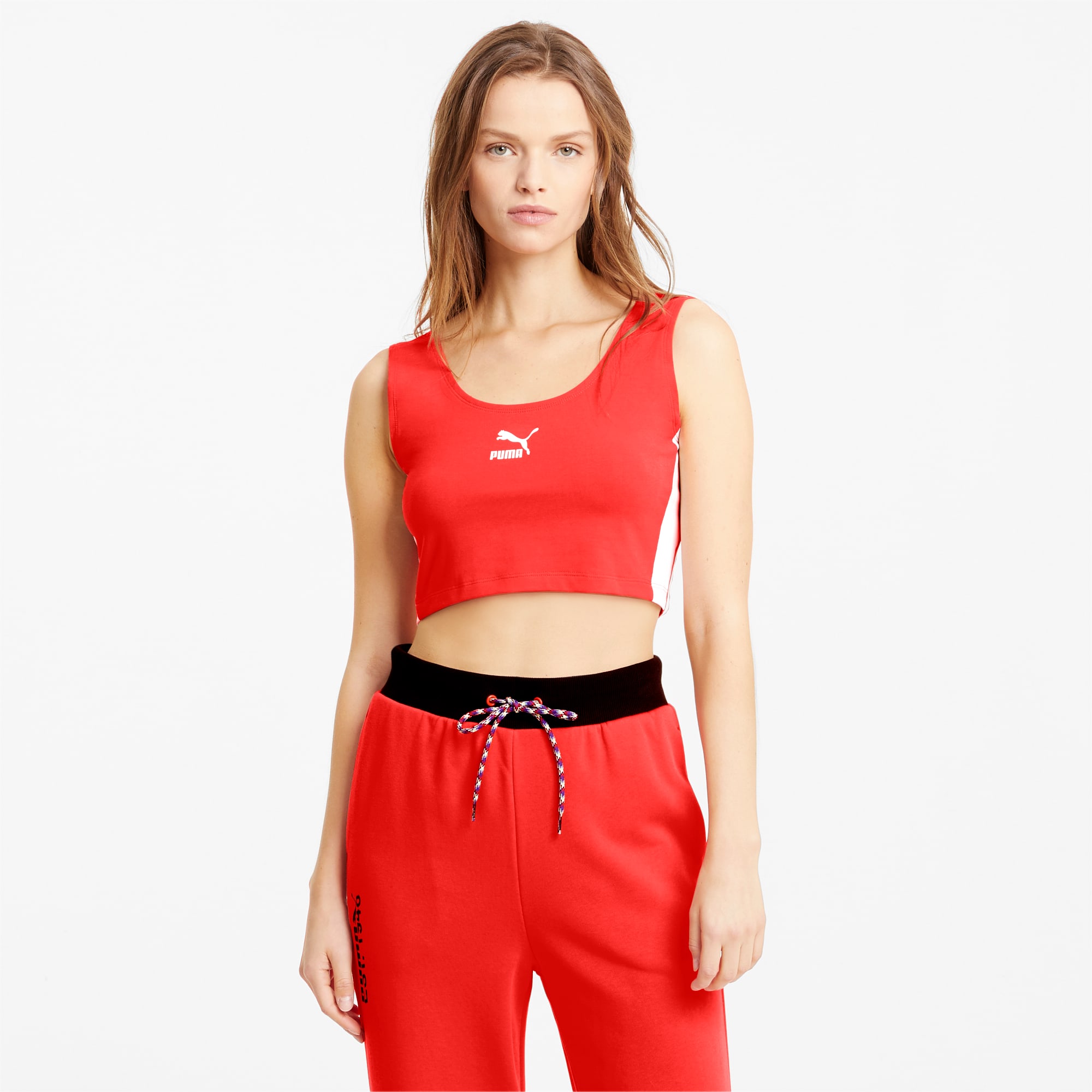 PUMA Brassière Iconic T7 femme, Rouge, Taille XL, Vêtements