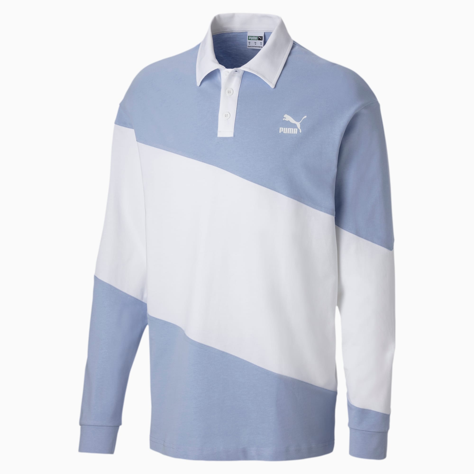 PUMA Polo Evolution à manches longues pour Homme, Bleu, Taille XS, Vêtements