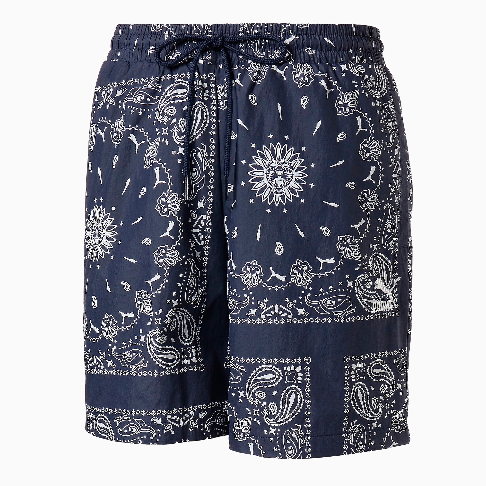 PUMA Short tissé OB homme, Bleu/AOP, Taille S, Vêtements