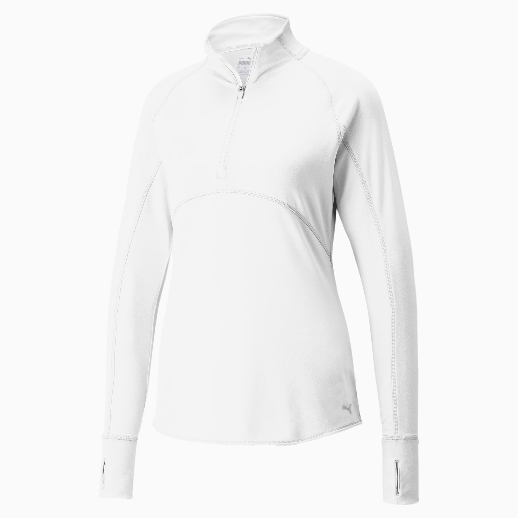 PUMA Gamer Damen Golf Pullover Damen Mit Viertellangem Reißverschluss, Weiß, Größe: M, Kleidung