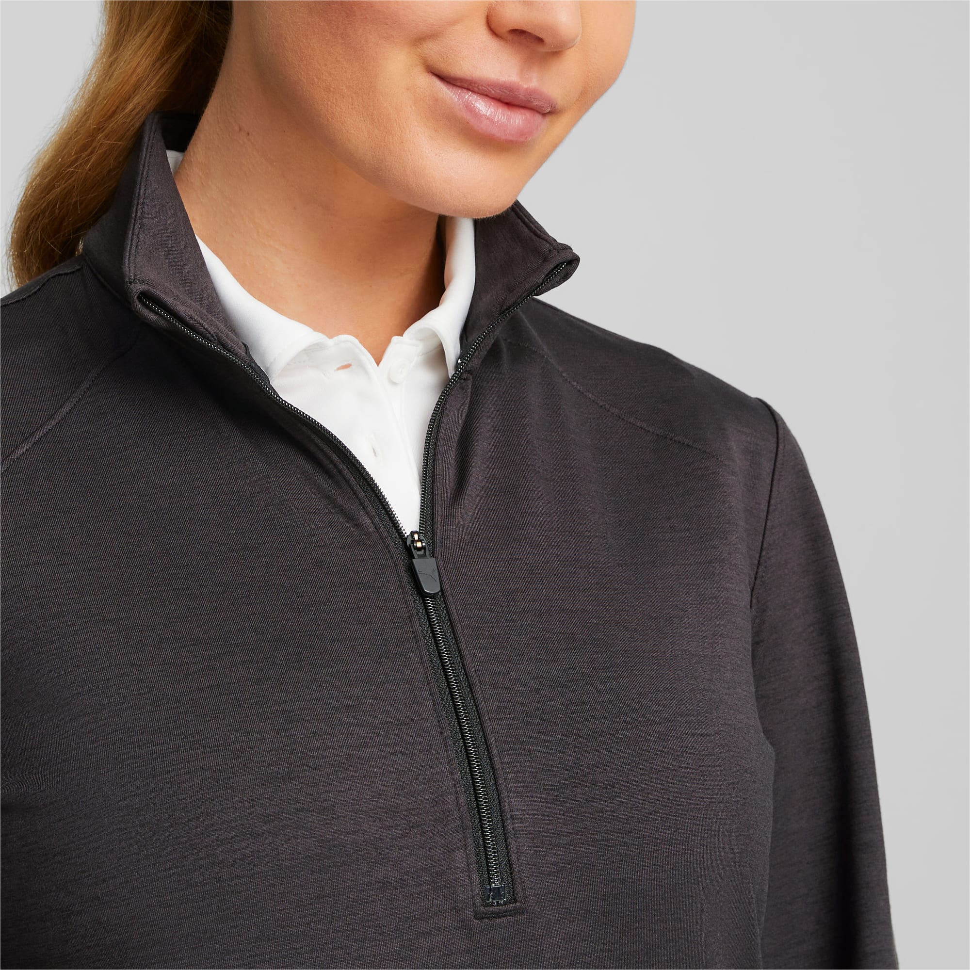PUMA CLOUDSPUN Rockaway Golfsweatshirt Met Halve Rits Voor Dames, Zwart