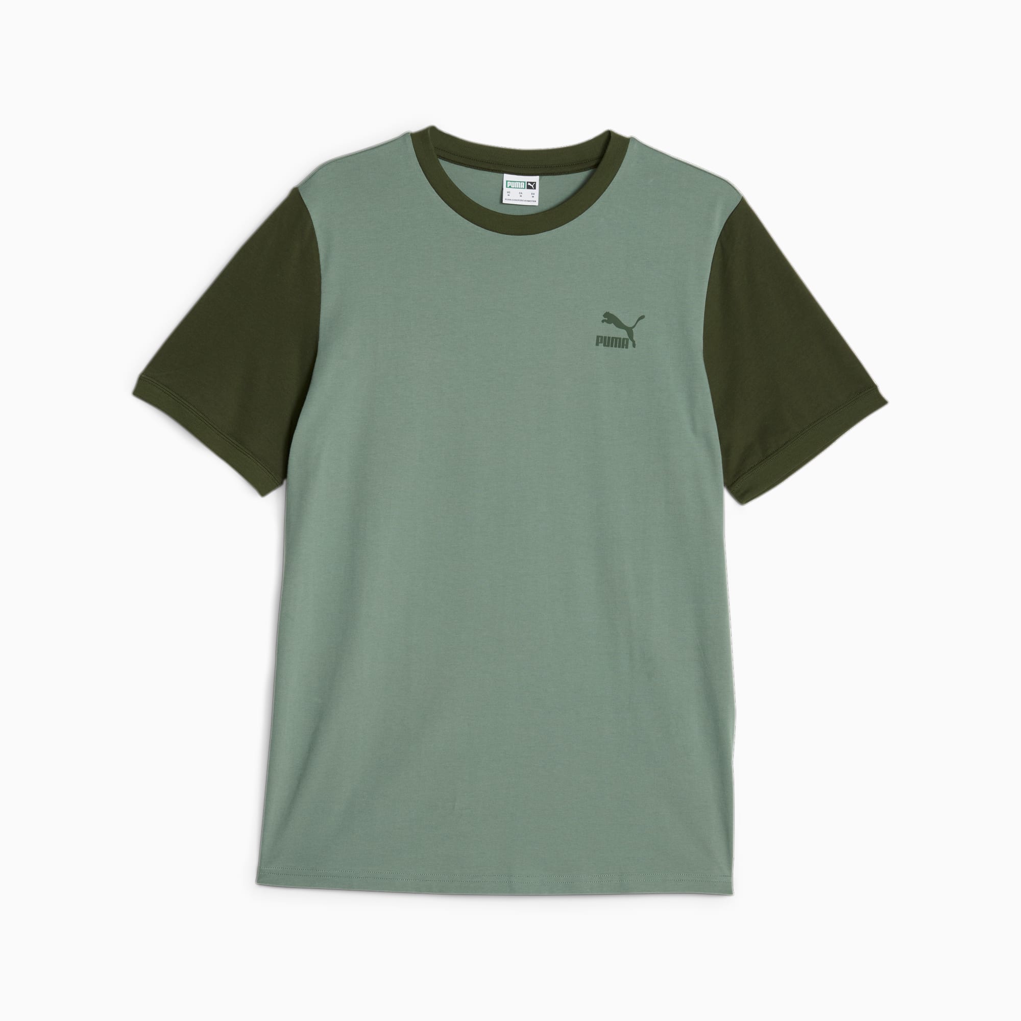 PUMA Classics Block T-Shirt Men, Eucalyptus/Myrtle, Size XS, Clothing