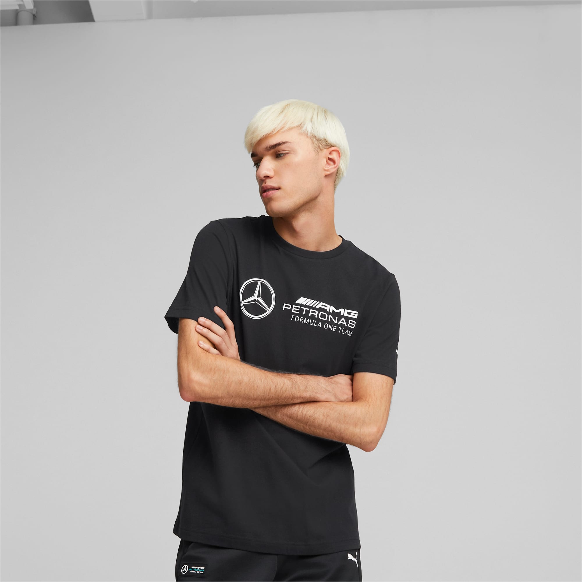 PUMA Mercedes-Amg Petronas Motorsport F1 Essentials Logo T-Shirt Men, Black, Size XS, Clothing