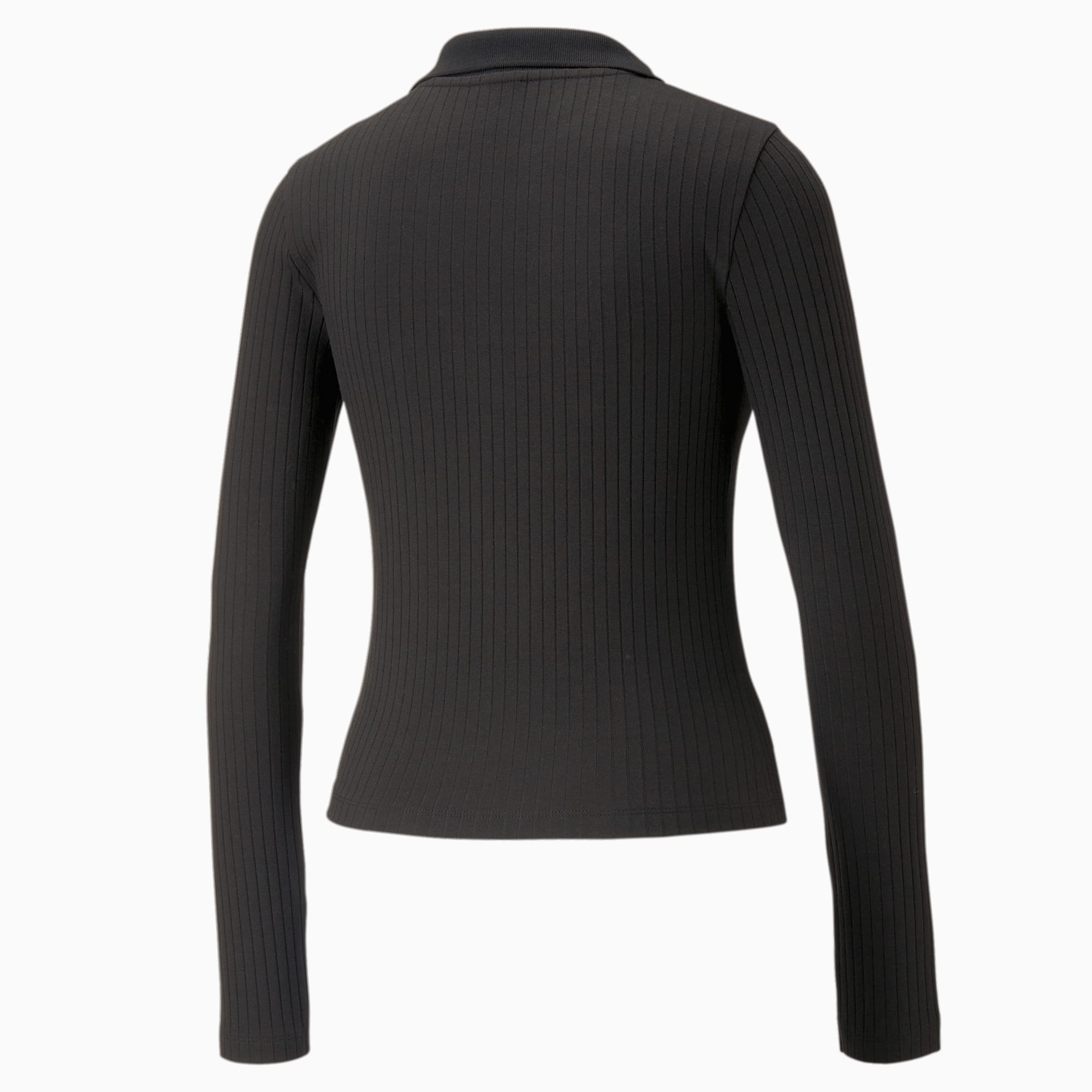 Puma / Longsleeve Classics Ribbed V Collar Slim Topact in zwart