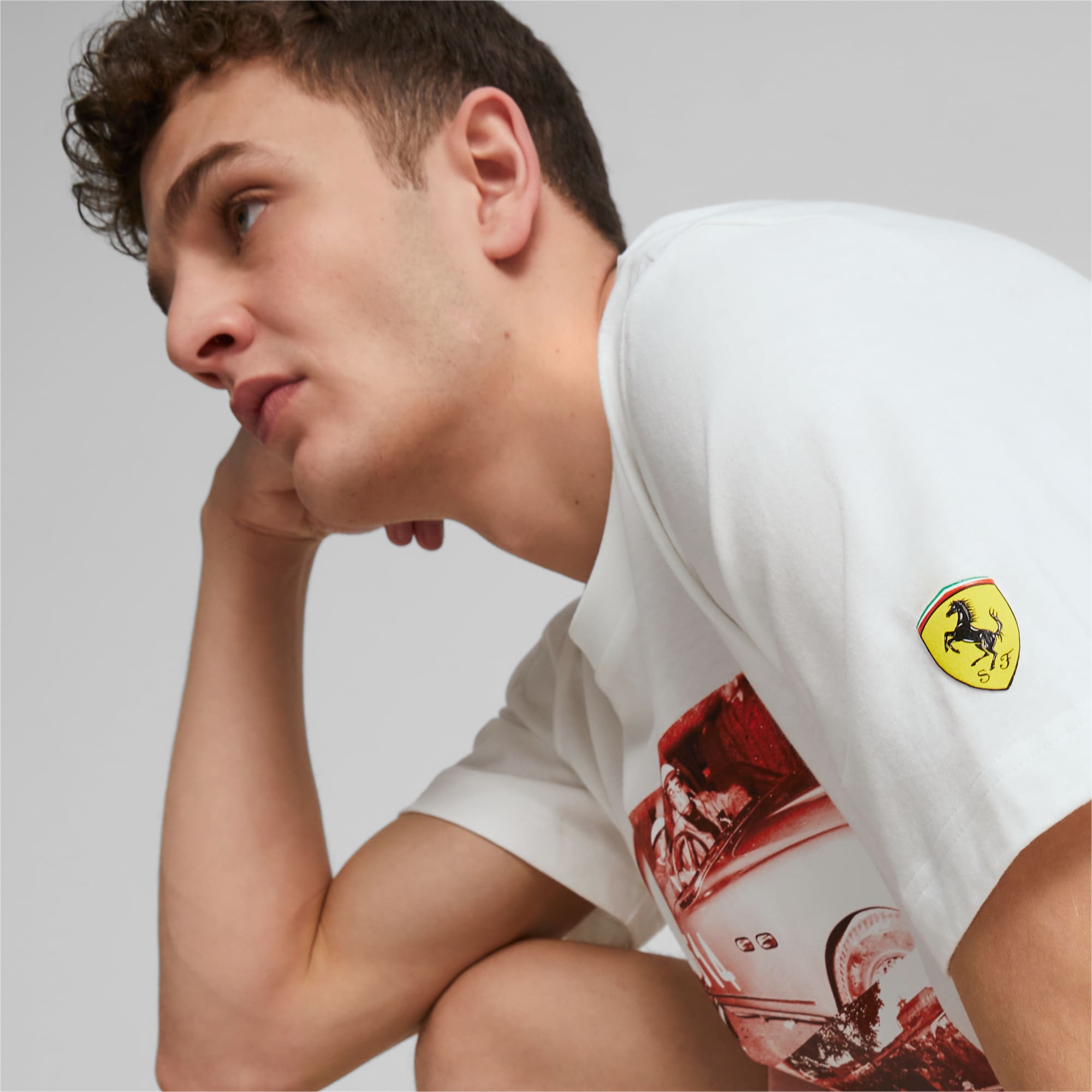 PUMA Scuderia Ferrari Road Trip T-Shirt Men, White, Size L, Clothing