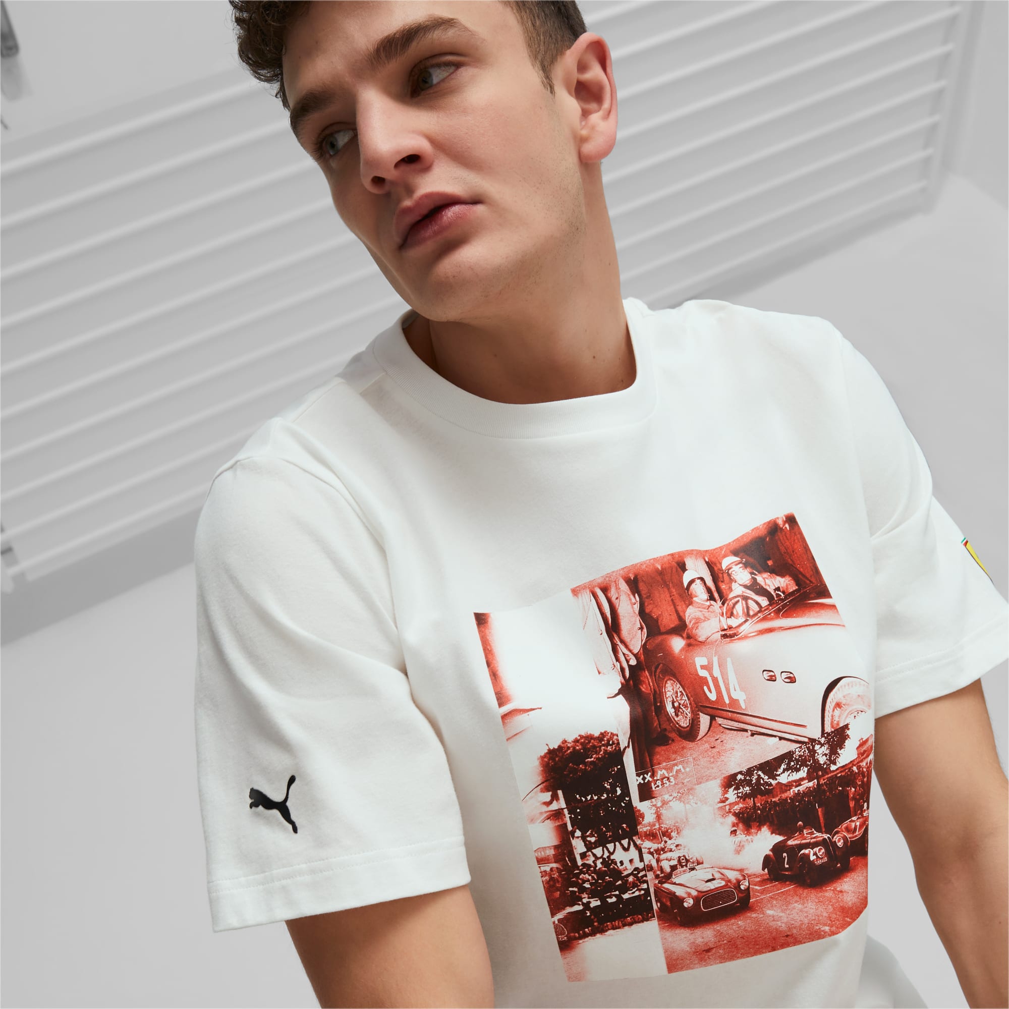 PUMA Scuderia Ferrari Road Trip T-Shirt Men, White, Size L, Clothing