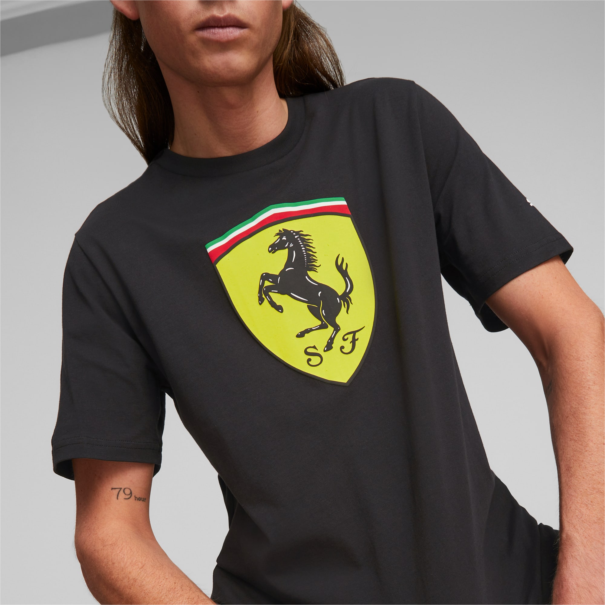 PUMA Męska Koszulka Scuderia Ferrari Big Shield, Czarny