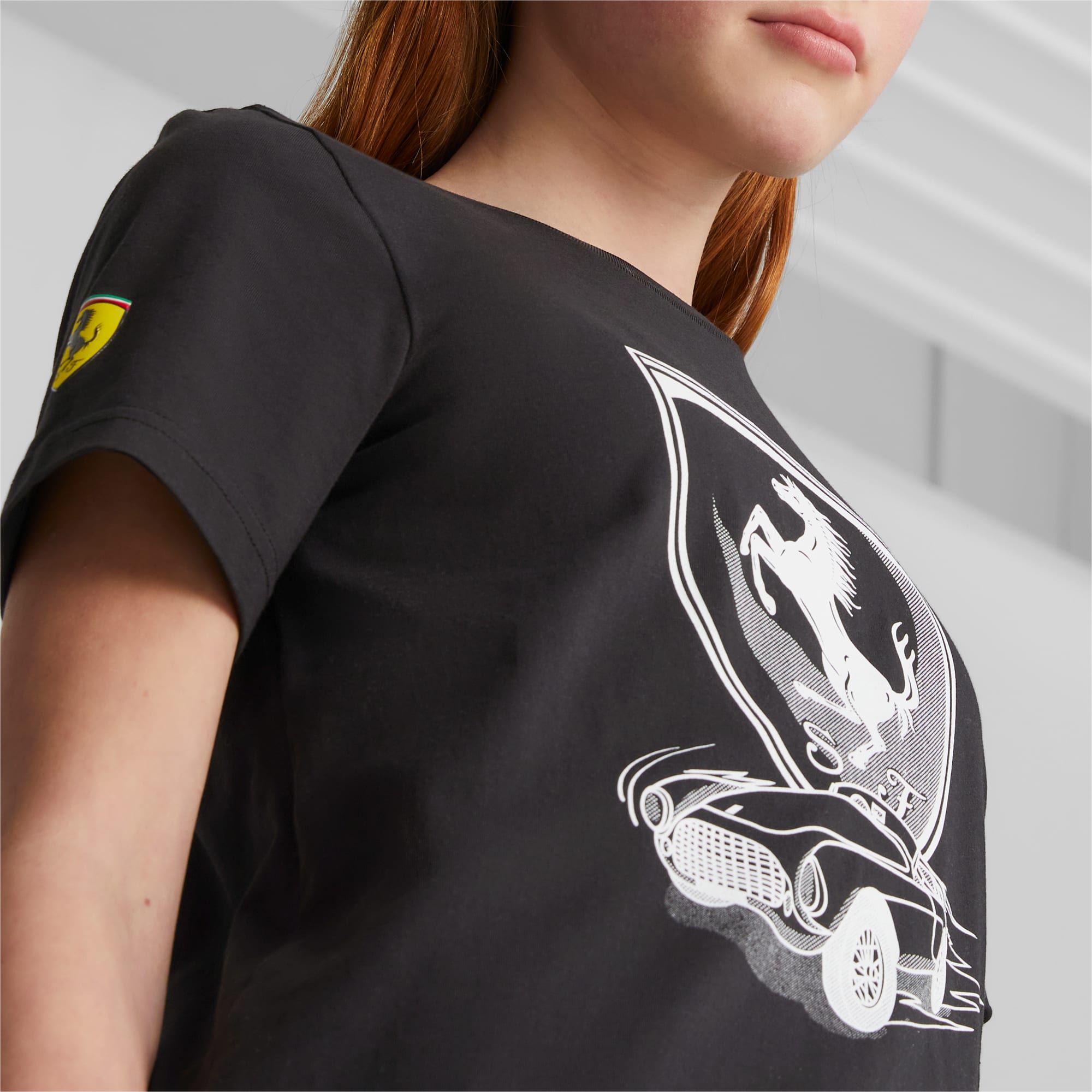 PUMA Scuderia Ferrari Race T-Shirt Youth, Black, Size 116, Clothing