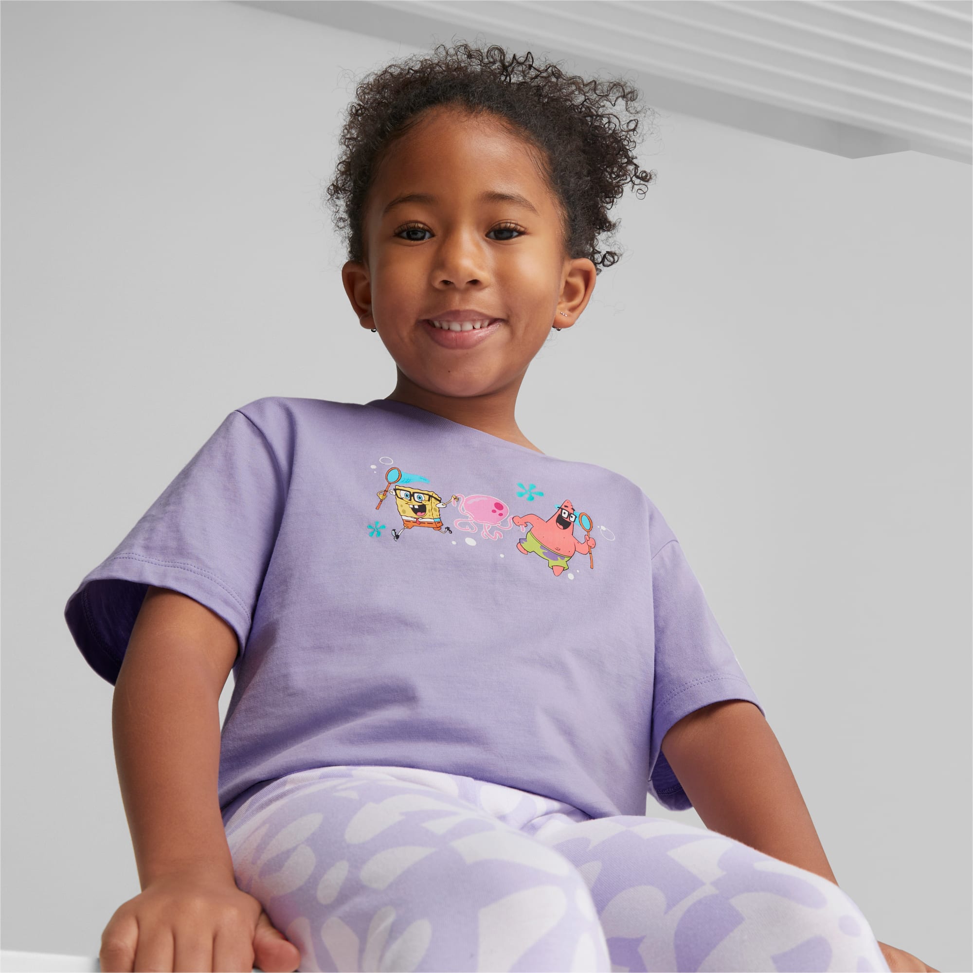 PUMA X SPONGEBOB T-Shirt Kinder, Lila, Größe: 4-5Y, Kleidung