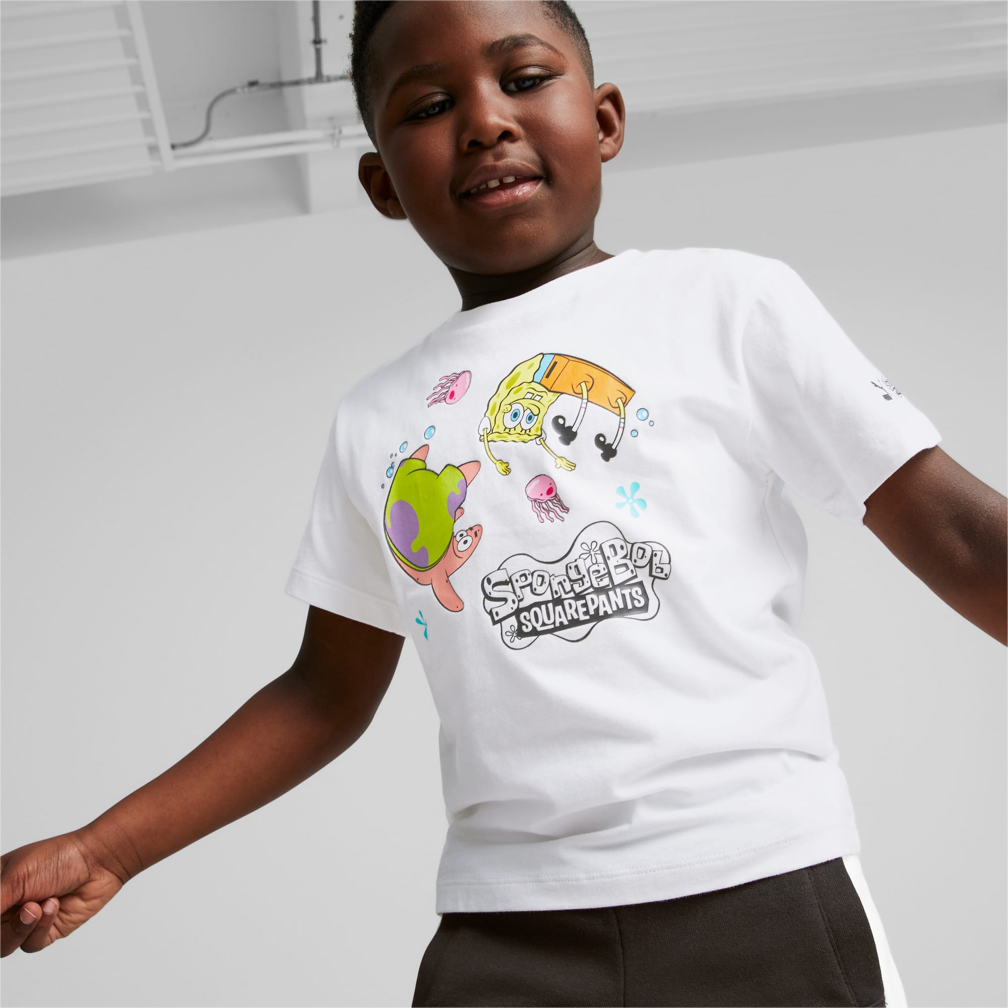 PUMA X SPONGEBOB T-Shirt Kinder, Weiß, Größe: 98, Kleidung
