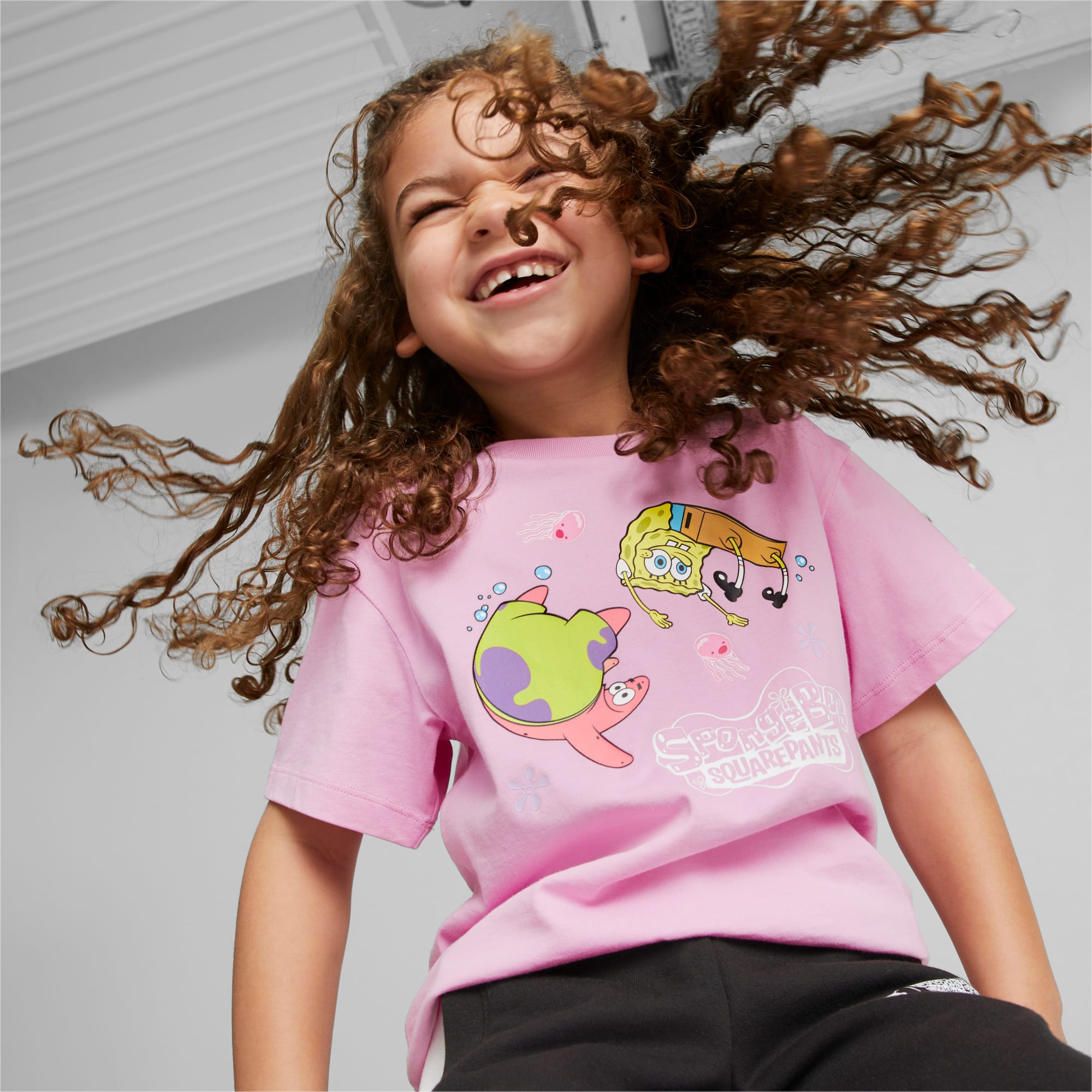 PUMA X SPONGEBOB T-Shirt Kinder, Rosa, Größe: 152, Kleidung