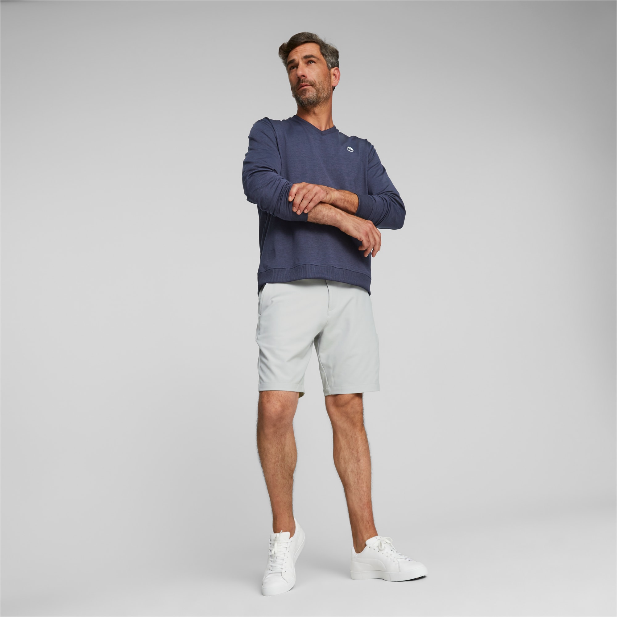 PUMA X Arnold Palmer Cloudspun V-Neck Golf Sweatshirt Men, Dark Blue, Size S, Clothing