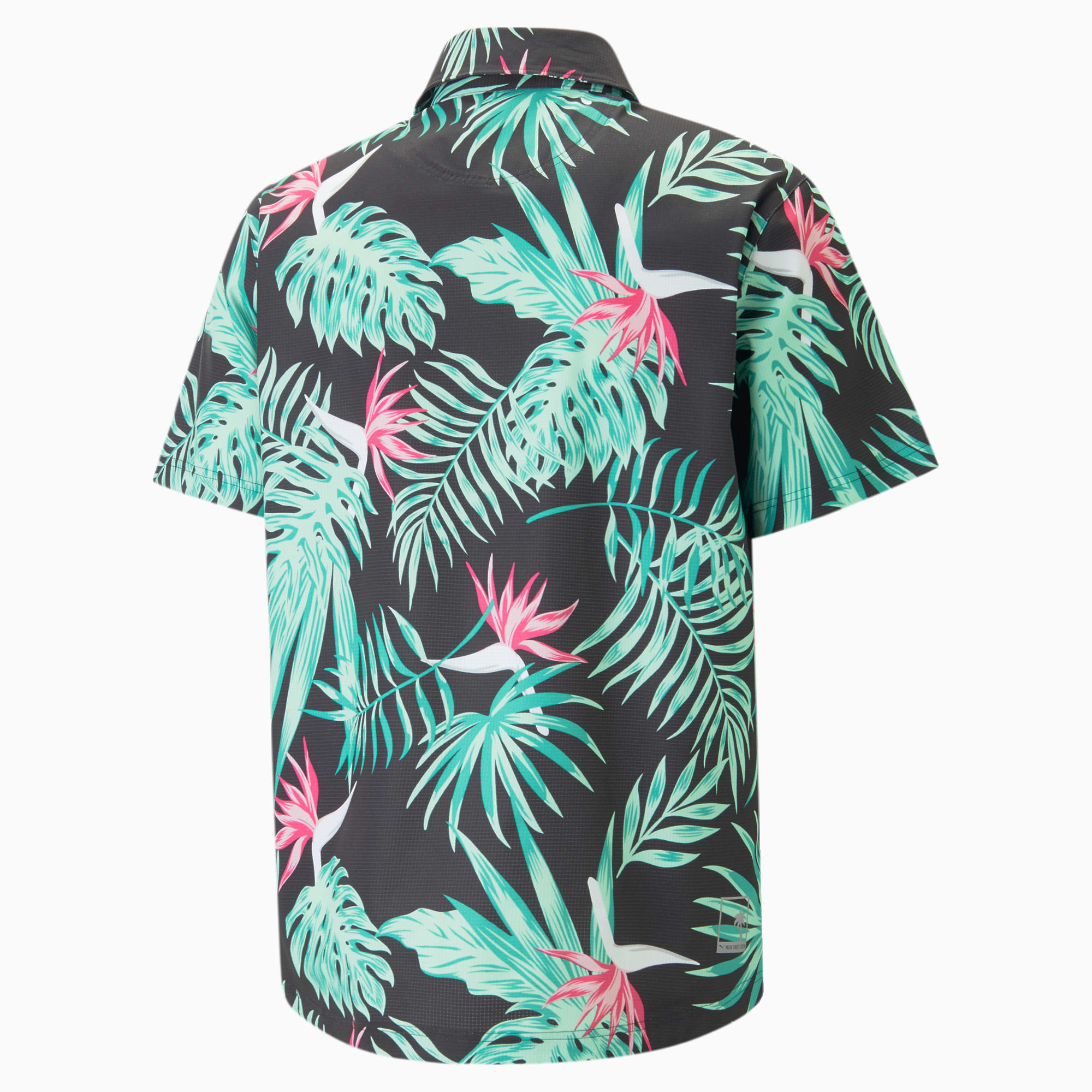 PUMA x Palm Tree Crew Paradise Button-Down golfshirt voor Heren, Zwart