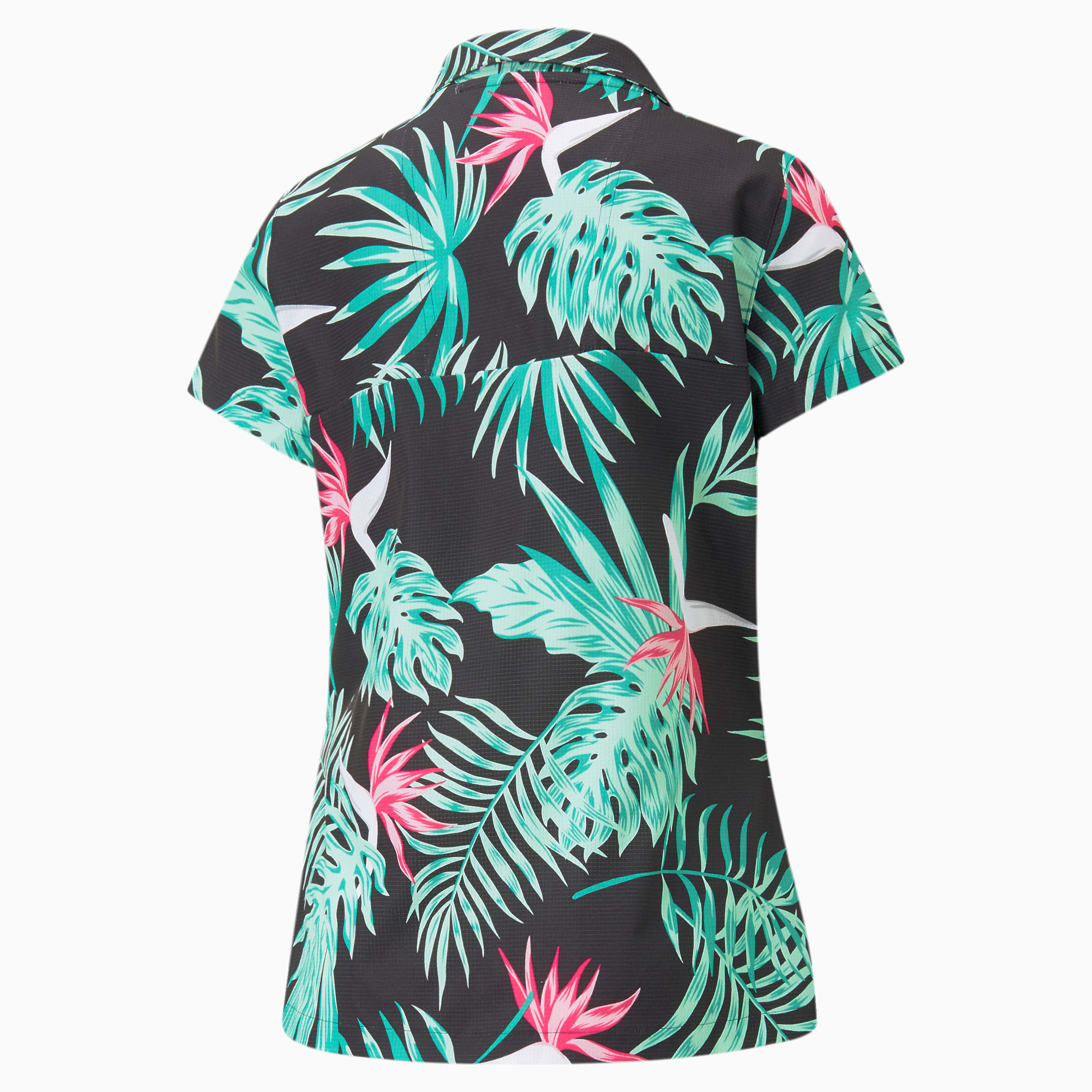 PUMA X Palm Tree Crew Paradise Camp Golf-Shirt Damen, Schwarz, Größe: S, Kleidung