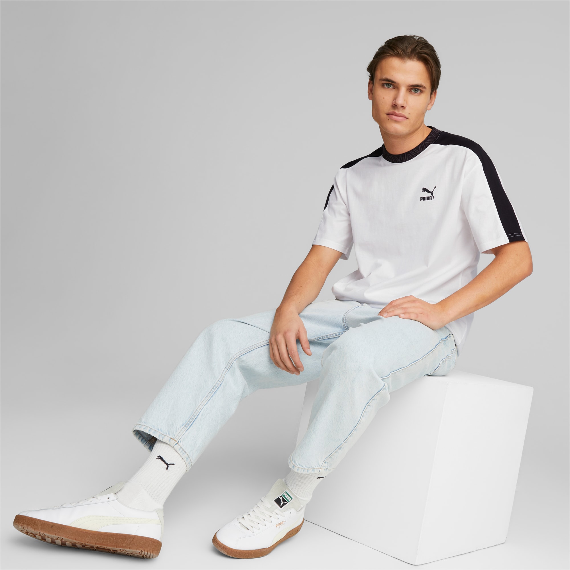 PUMA T7 Trend 7Etter T-Shirt Men, White, Size XS, Clothing