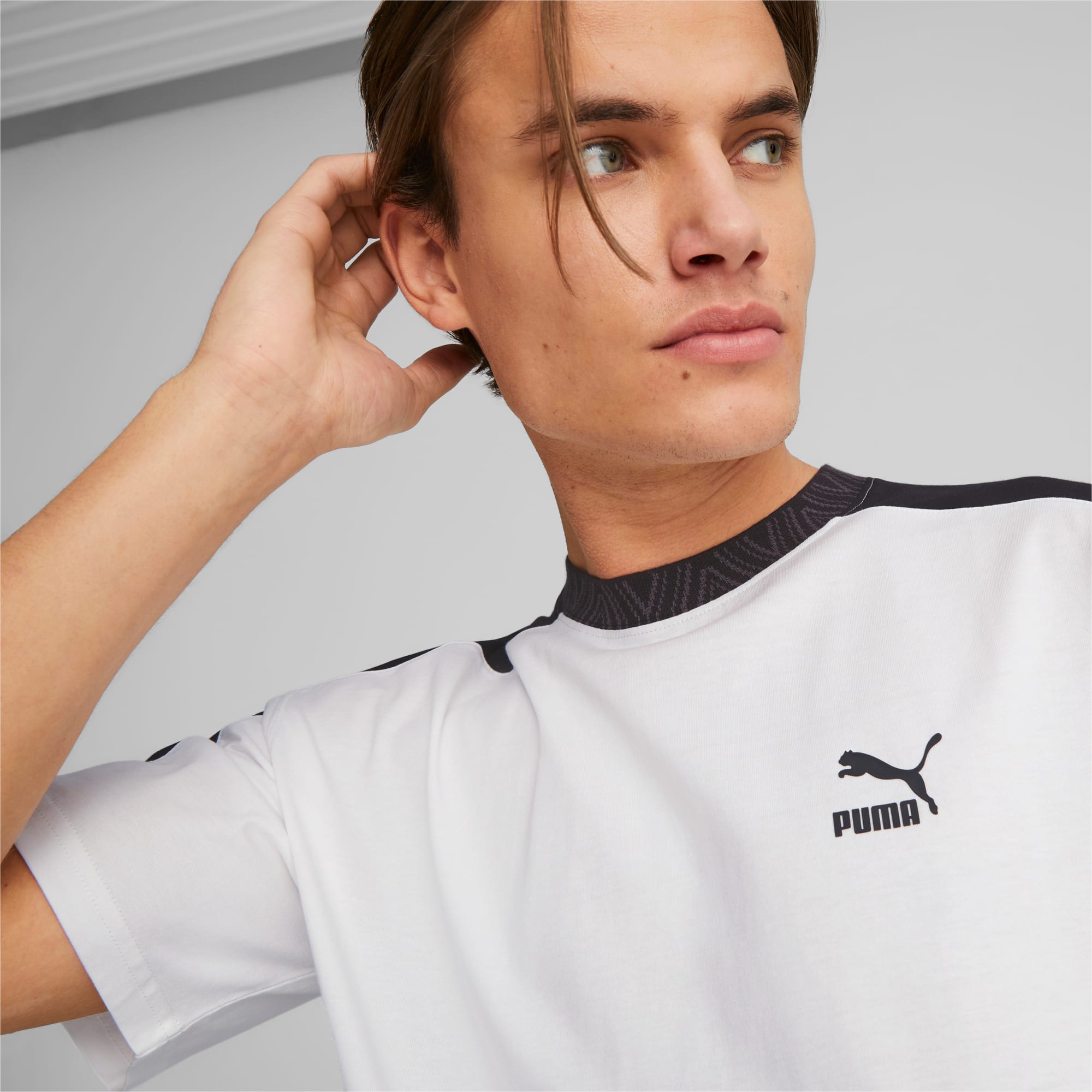 PUMA T7 Trend 7Etter T-Shirt Men, White, Size XS, Clothing