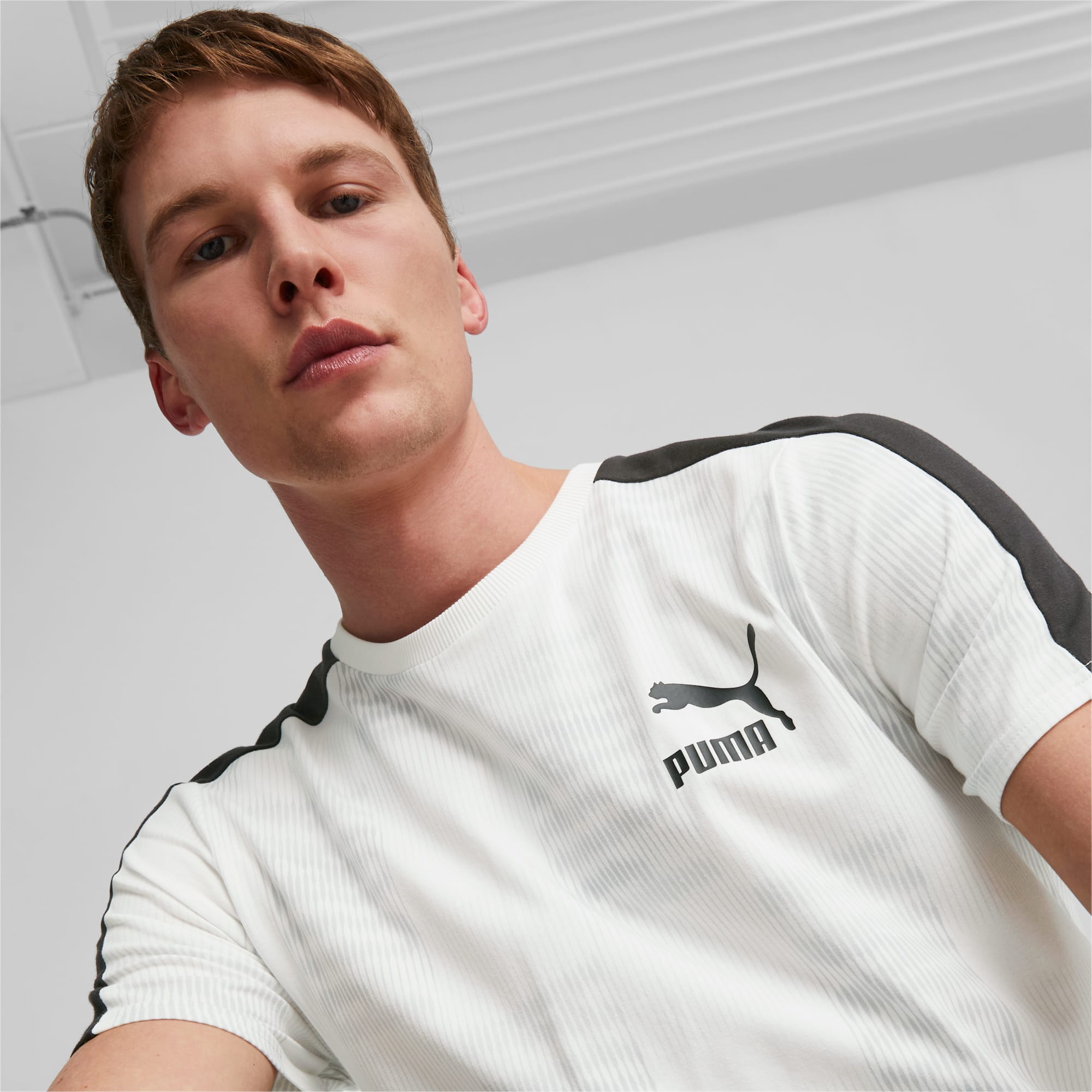 PUMA T7 Sport T-Shirt Men, White/AOP, Size XS, Clothing