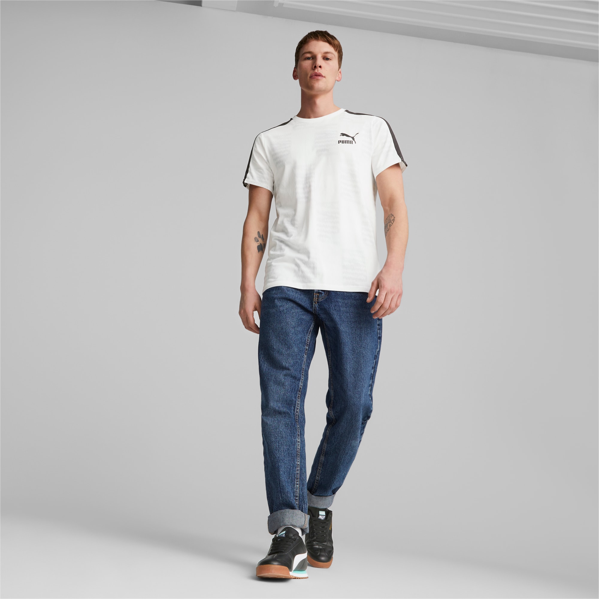 PUMA T7 Sport T-Shirt Men, White/AOP