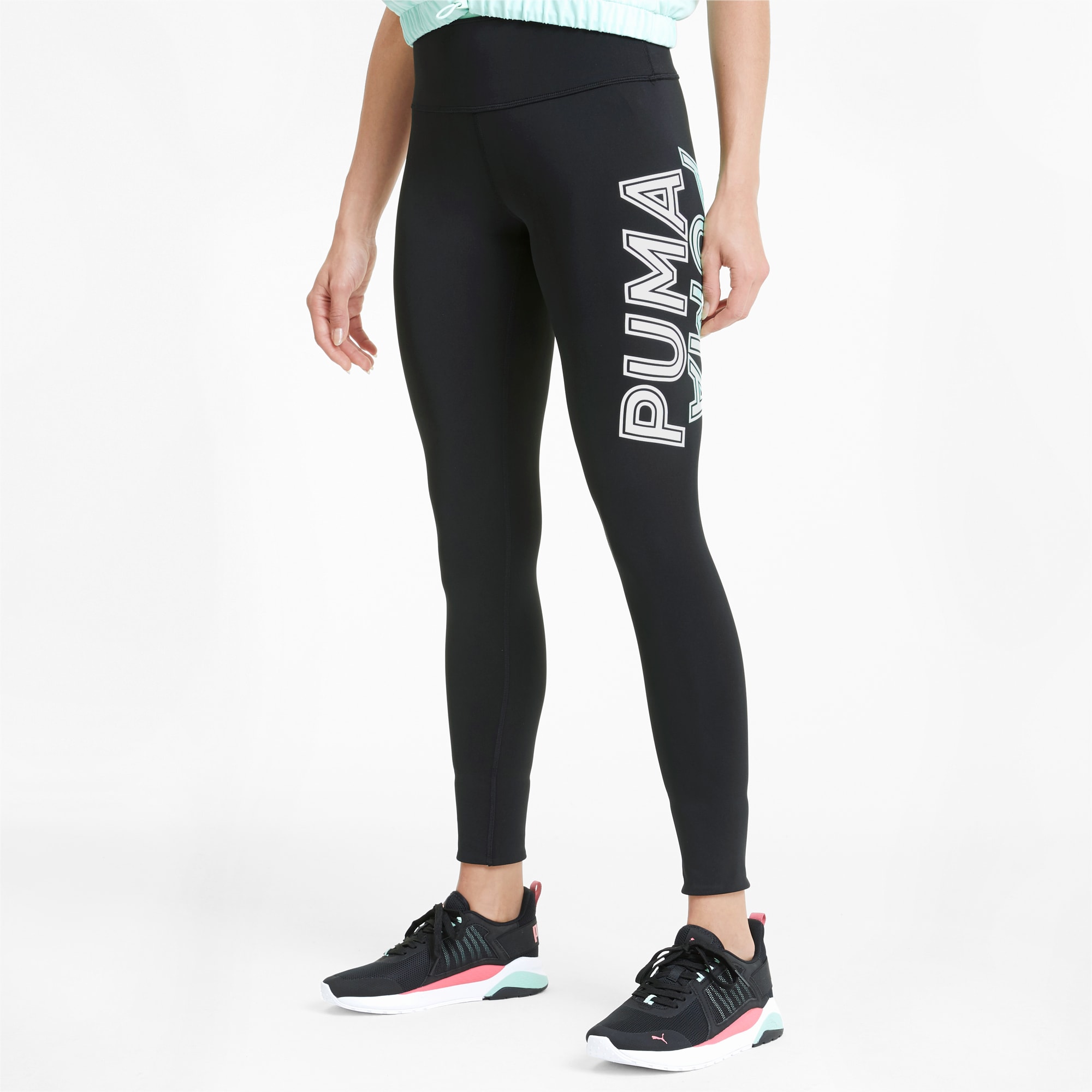 PUMA Collant Modern Sports pour Femme, Noir/Vert, Taille M, Vêtements