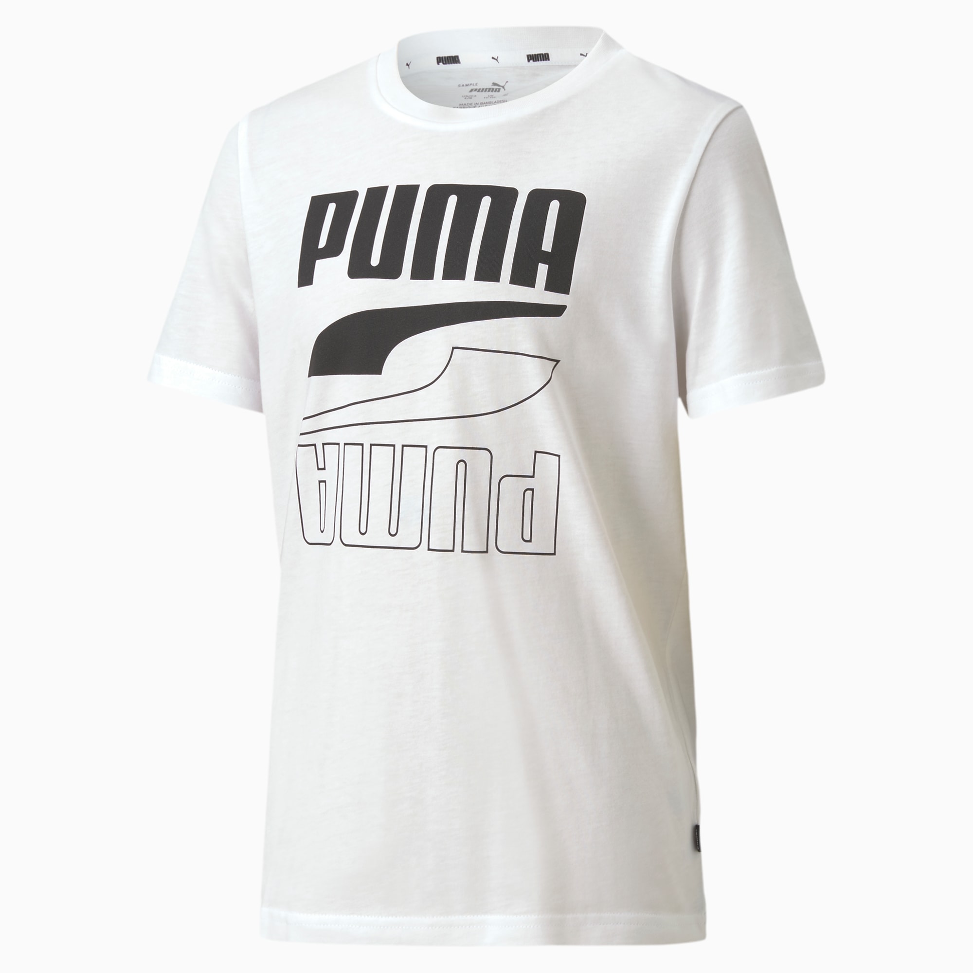 PUMA T-Shirt Rebel Youth pour Enfant, Blanc/Noir, Taille 110, Vêtements