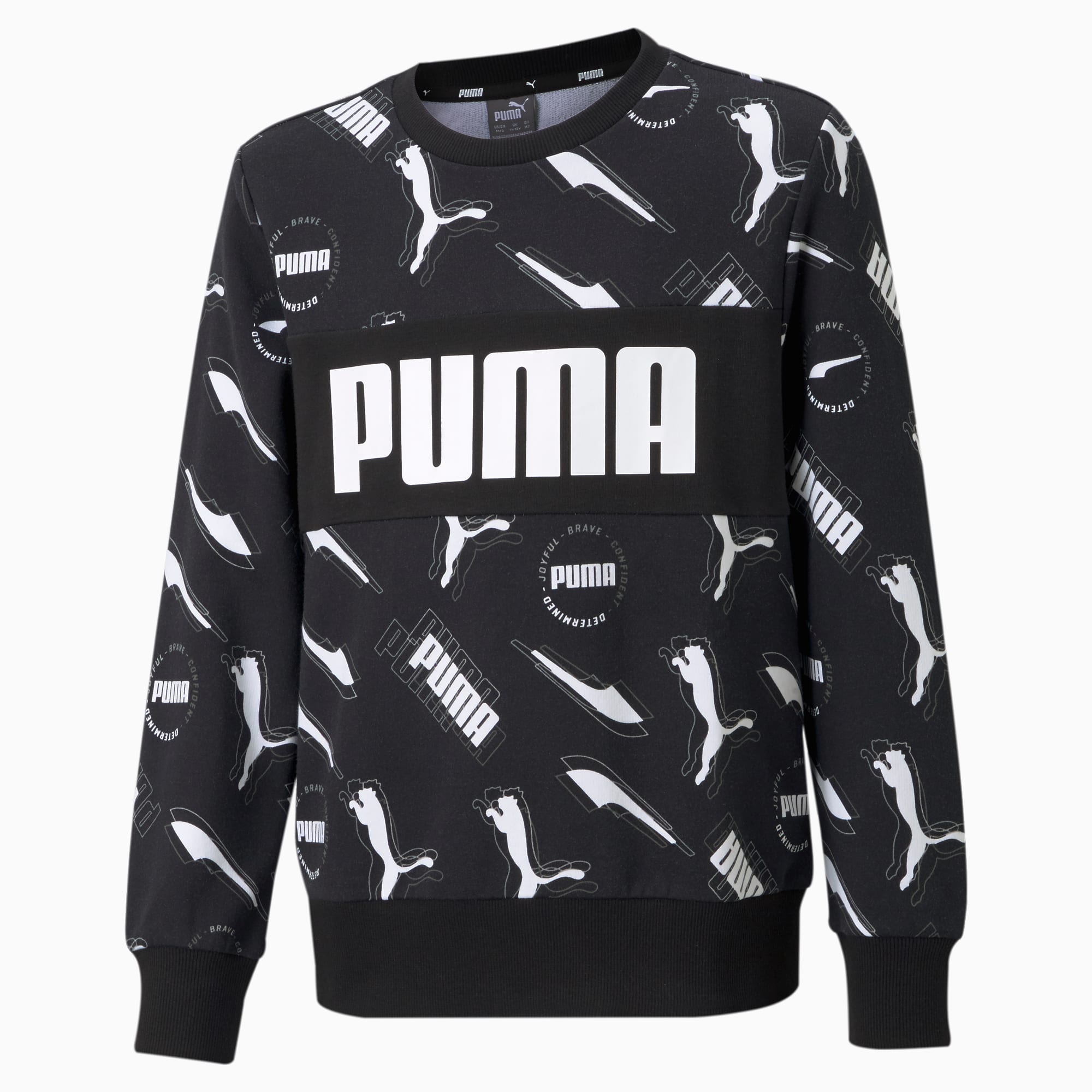 Alpha sweater met ronde hals jongeren, Zwart, Maat 128 | PUMA