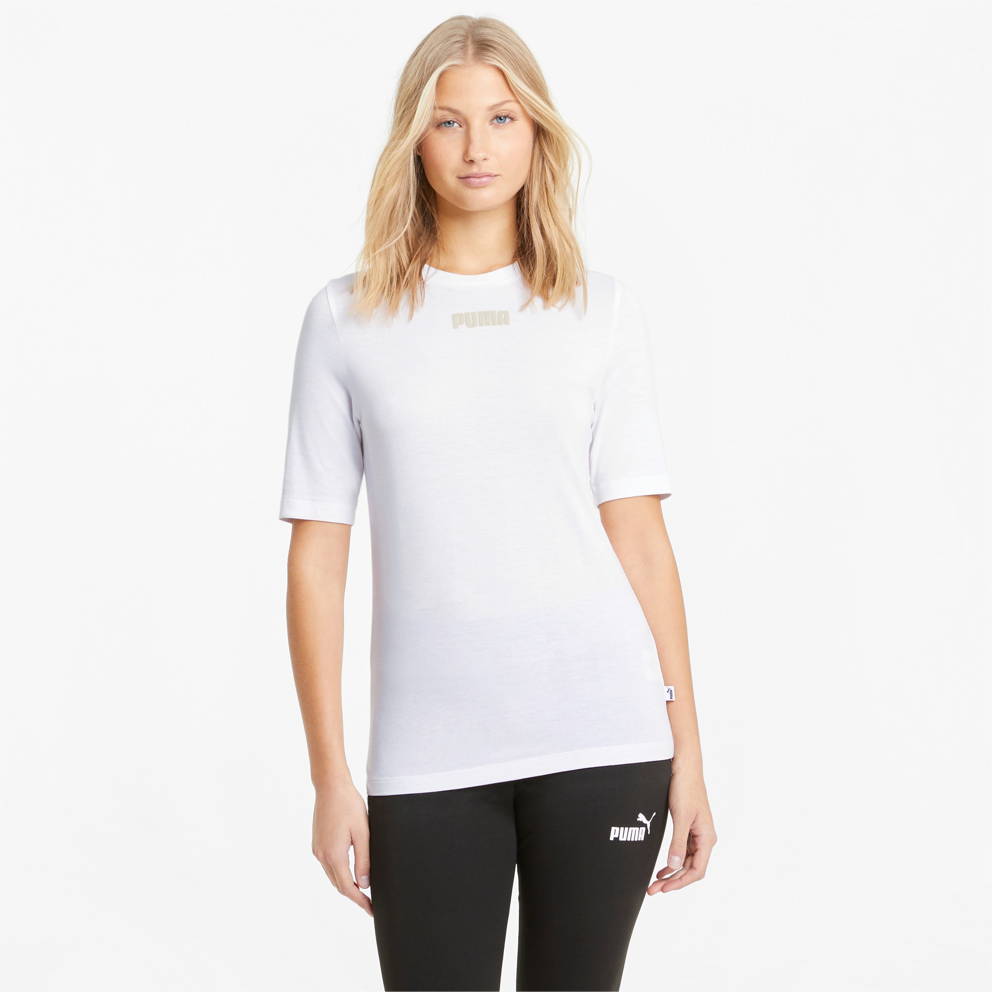 PUMA Modern Basics Damen T-Shirt | Mit Aucun | Weiß | Größe: S