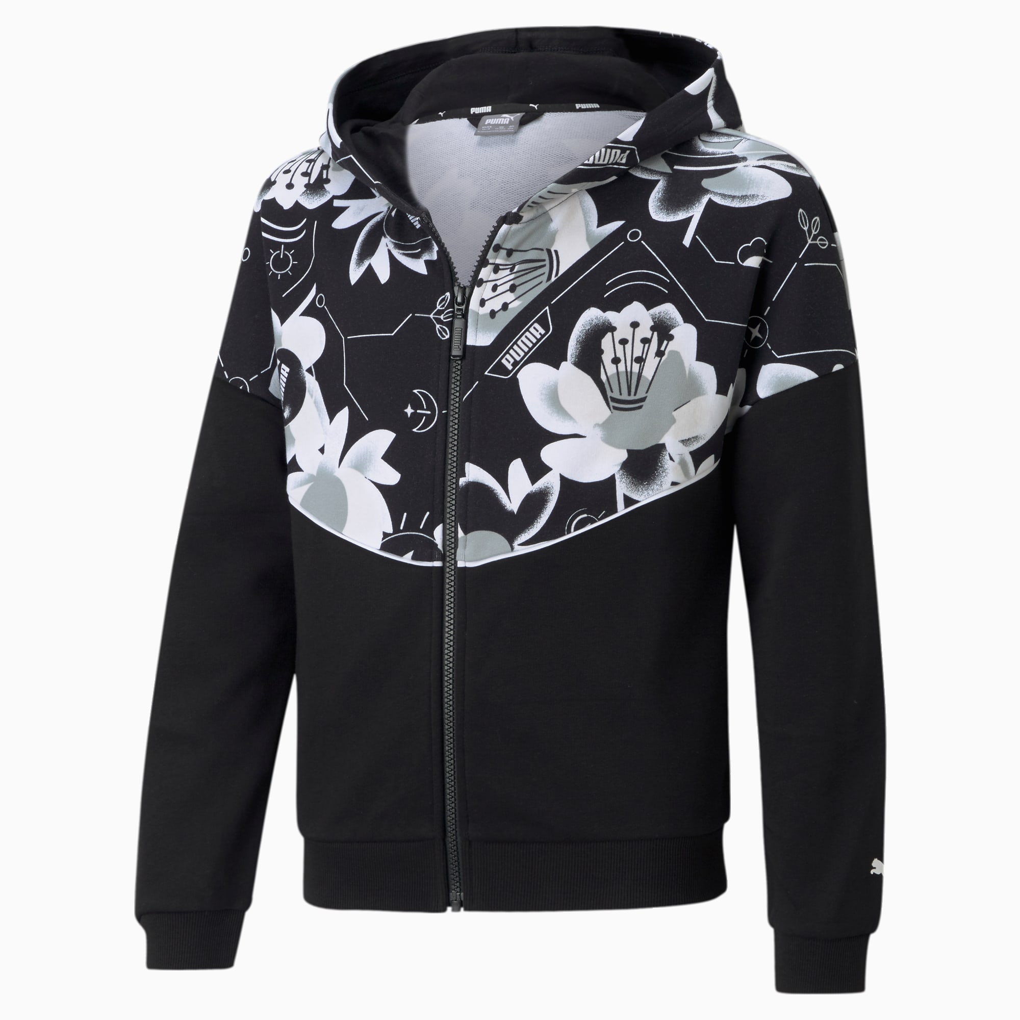 PUMA Sweat à capuche Alpha Full-Zip enfant et adolescent, Noir, Taille 110, Vêtements