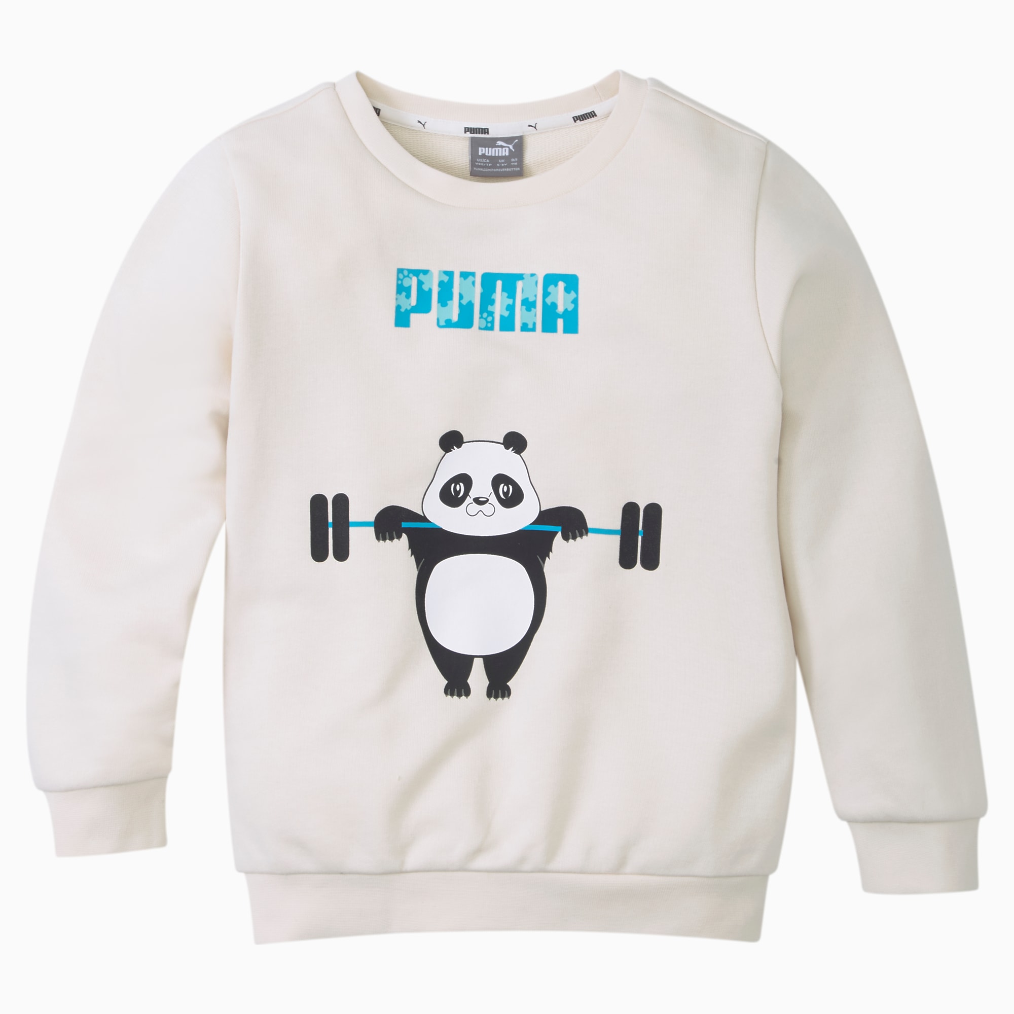 PUMA Sweat à col rond Paw enfant, Blanc, Taille 152, Vêtements