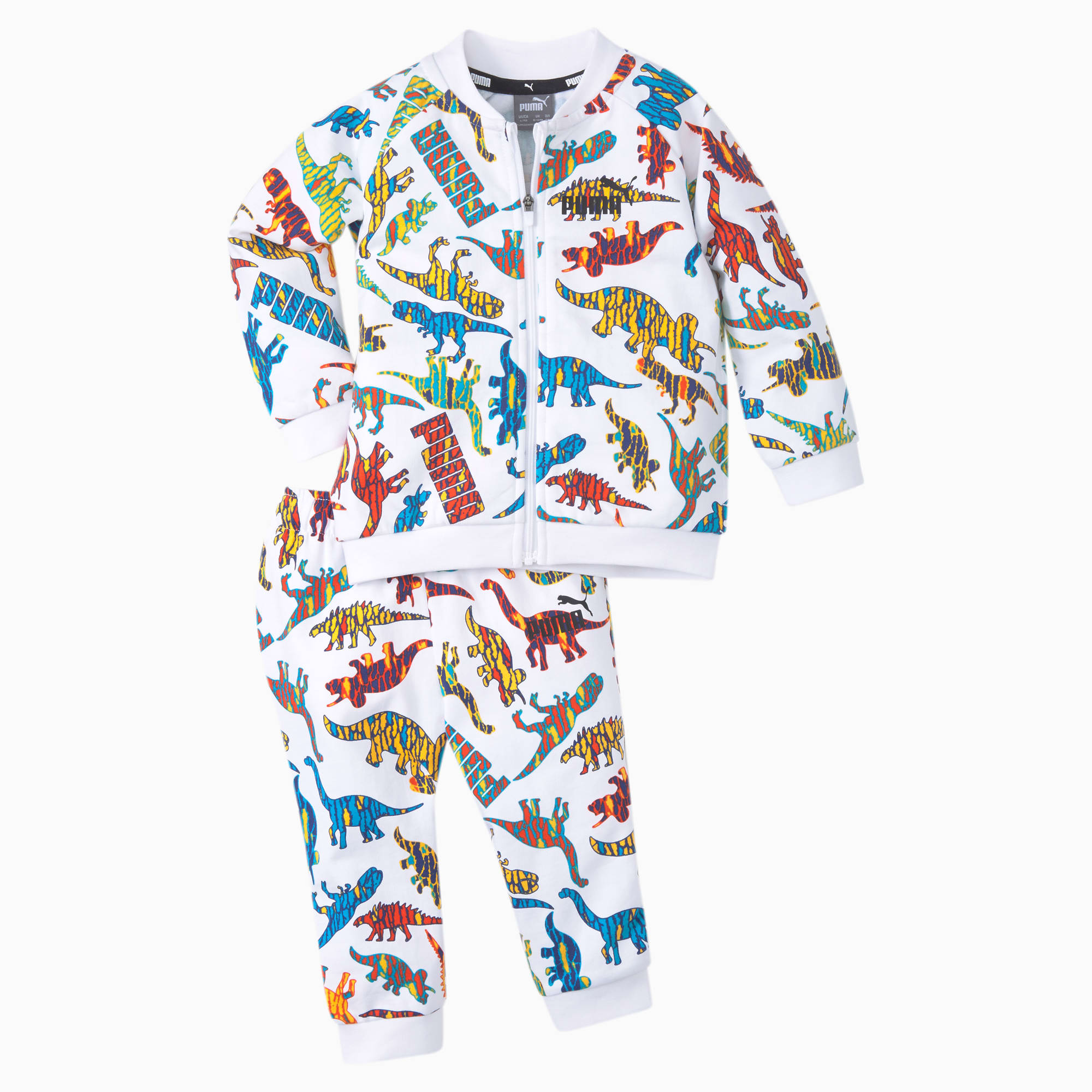 PUMA Ensemble de survêtement Minicats Dinosaur bébé, Blanc, Taille 74, Vêtements